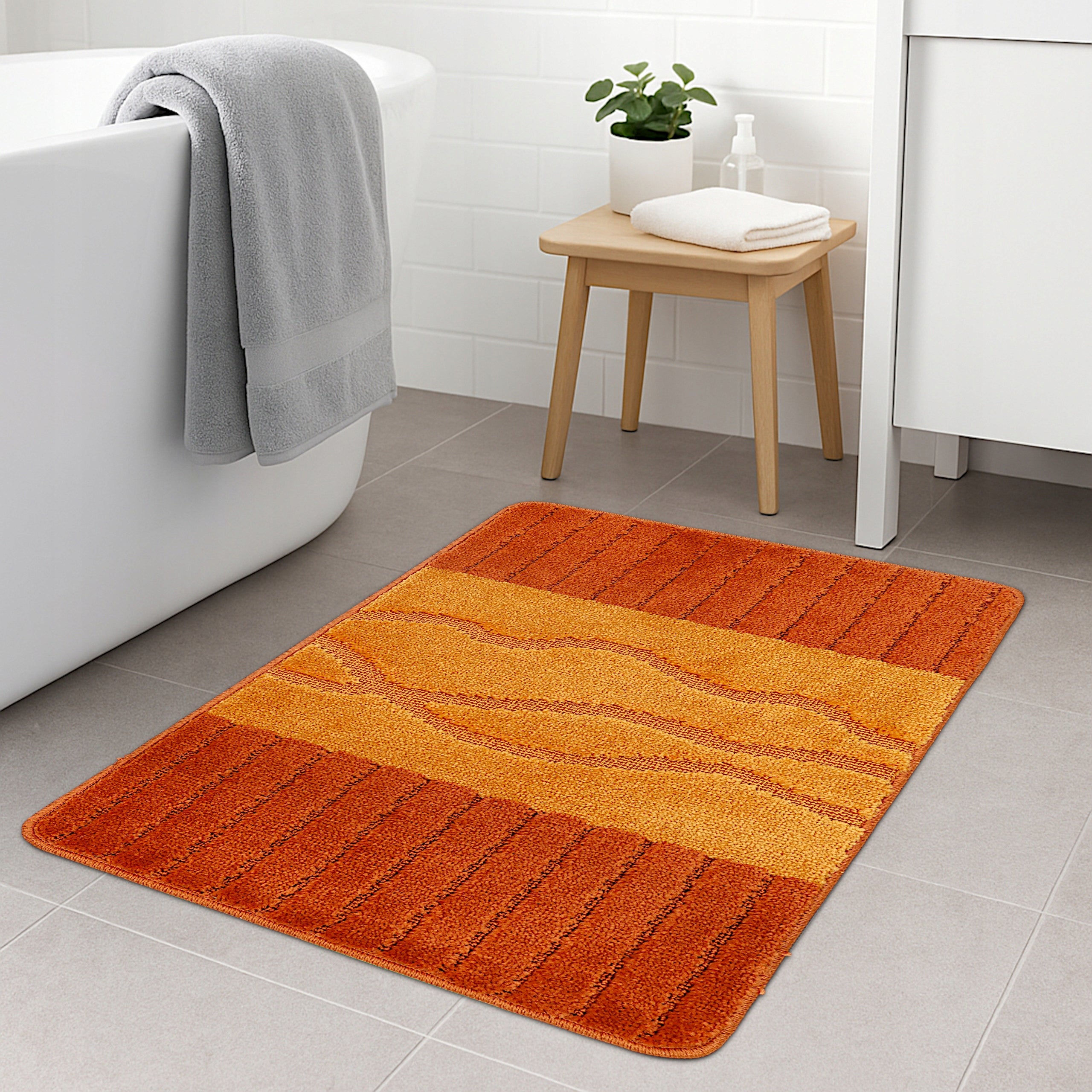 BATHROOM RUG NON-SLIP LARGE 50X80 QUICK-DRYING ORANGE 3D Brand Decorator Home