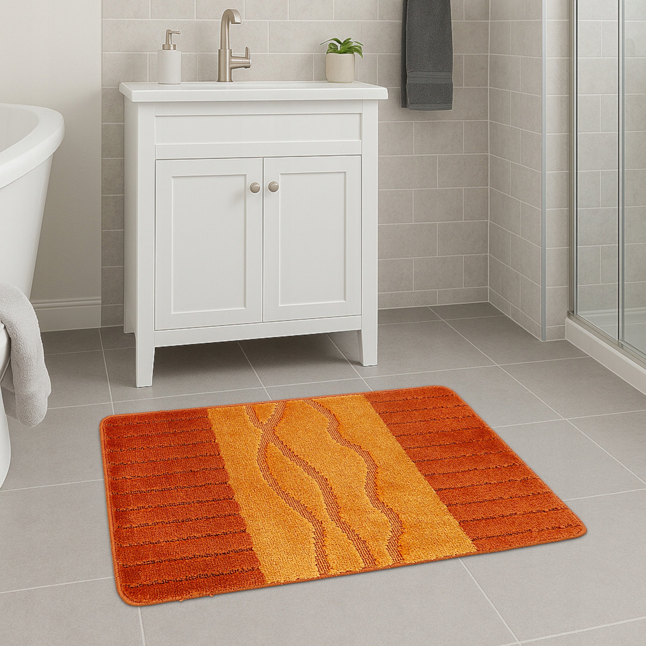 BATHROOM RUG NON-SLIP LARGE 50X80 QUICK-DRYING ORANGE 3D Length 80 cm