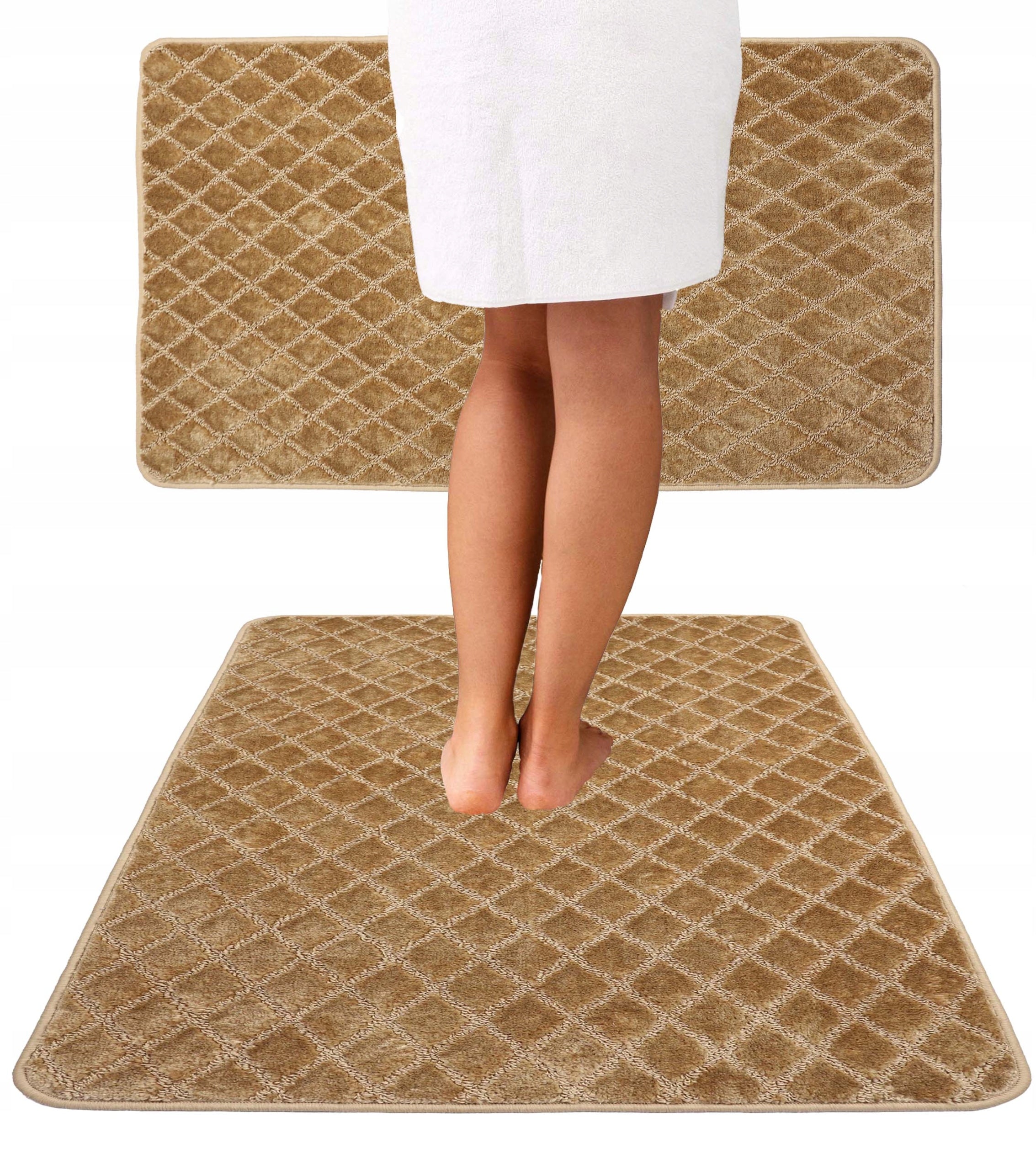 BATHROOM RUG NON-SLIP LARGE ELEGANT 3D BEIGE GOLD 80X120 cm