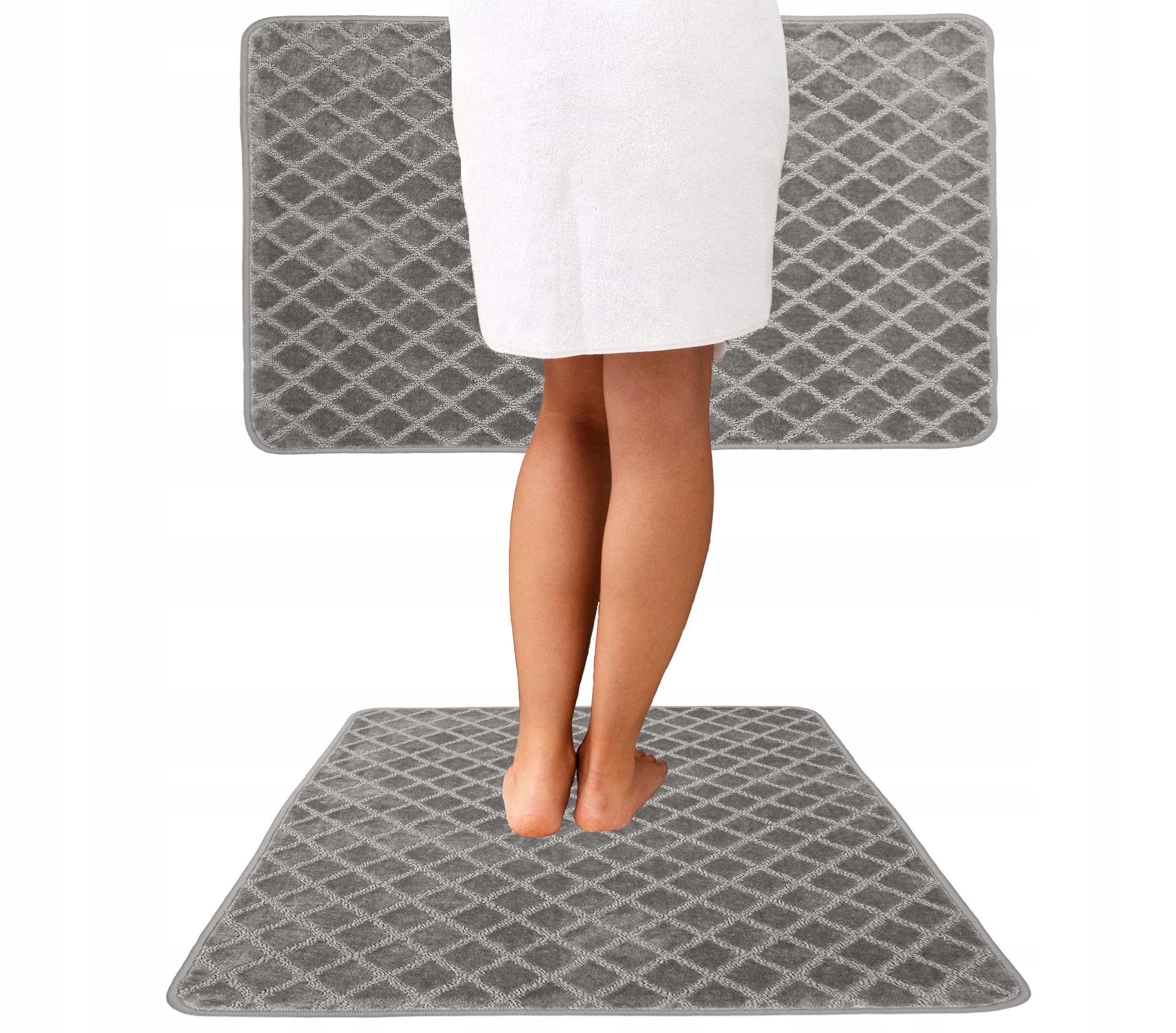 BATHROOM RUG NON-SLIP LARGE ELEGANT 3D GREY 100X100 cm