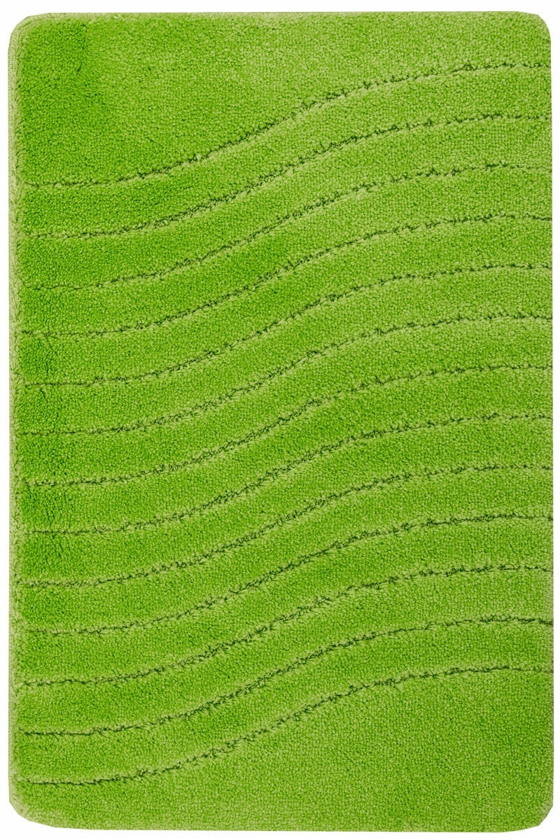 BATHROOM RUG NON-SLIP LIGHT GREEN IN WAVES MAT SARA 50x80 cm Length 80 cm