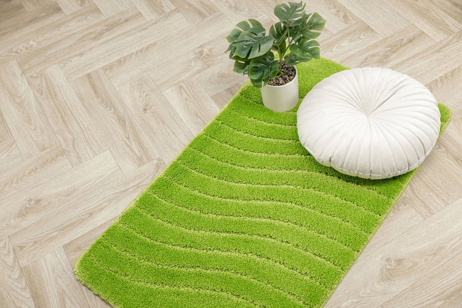 BATHROOM RUG NON-SLIP LIGHT GREEN IN WAVES MAT SARA 50x80 cm Manufacturer code sara green