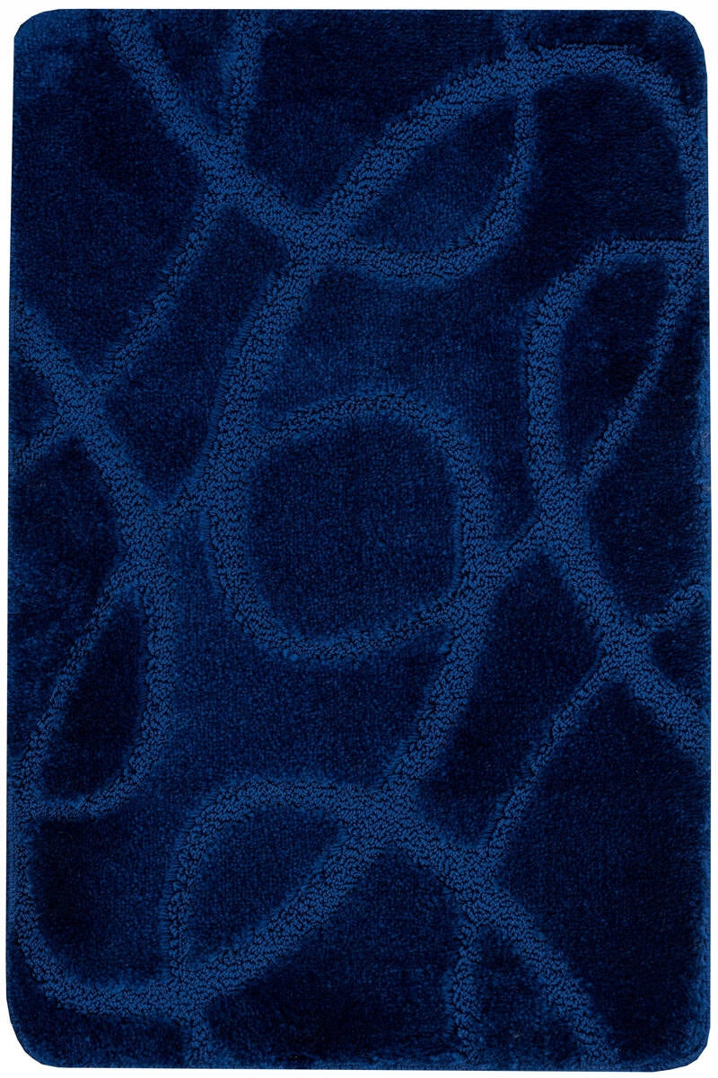 BATHROOM RUG NON-SLIP MAT NAVY BLUE STRIPED KOBE 50x80 cm Length 80 cm