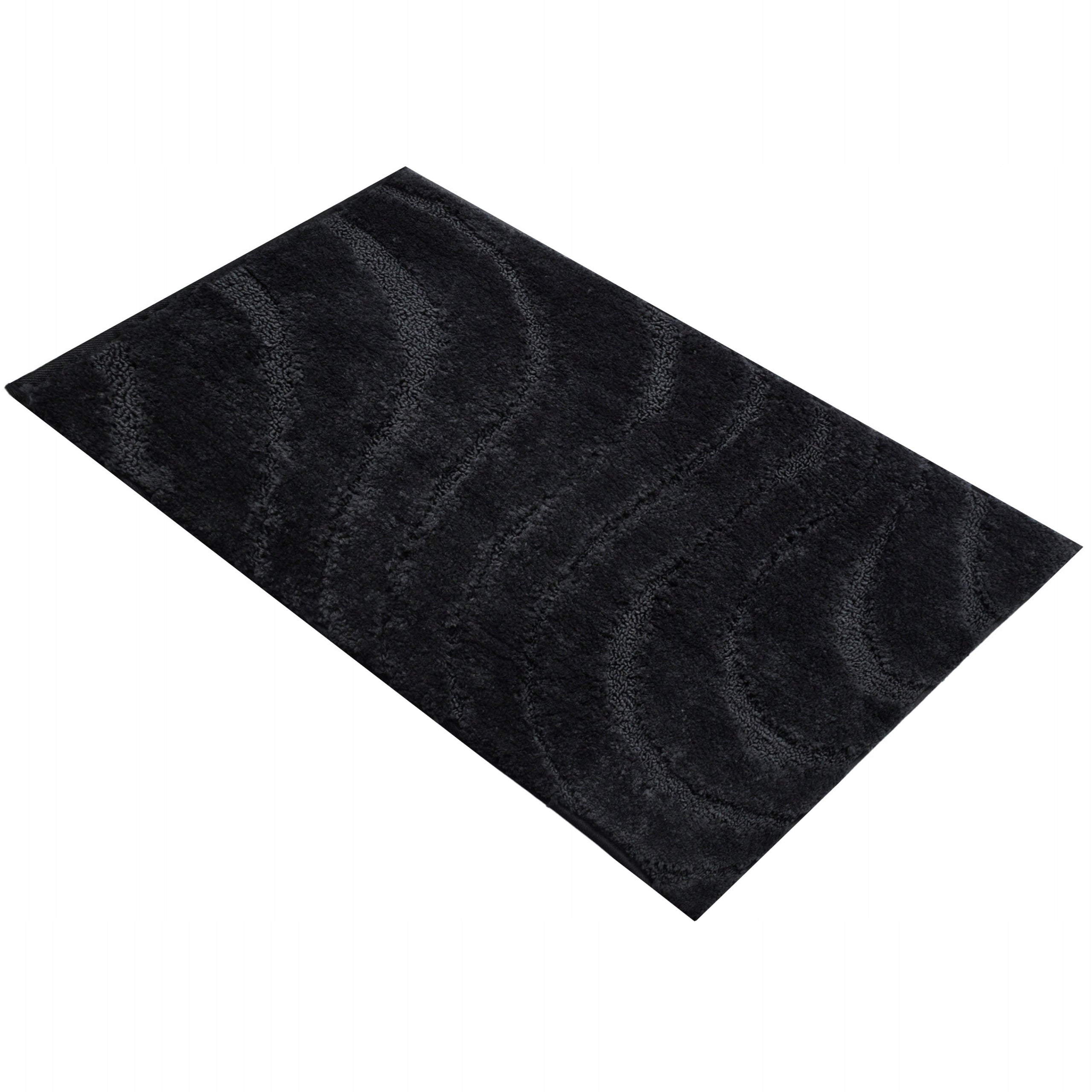 BATHROOM RUG NON-SLIP MICROFIBER 40x60 BLACK SOFT MAT Shape rectangle