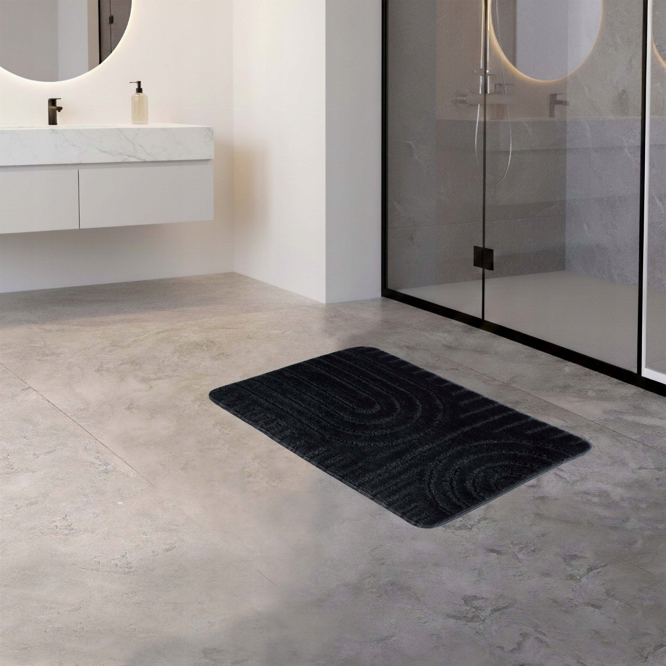 BATHROOM RUG NON-SLIP MICROFIBER 40x60 BLACK THICK SOLID Packaging status original