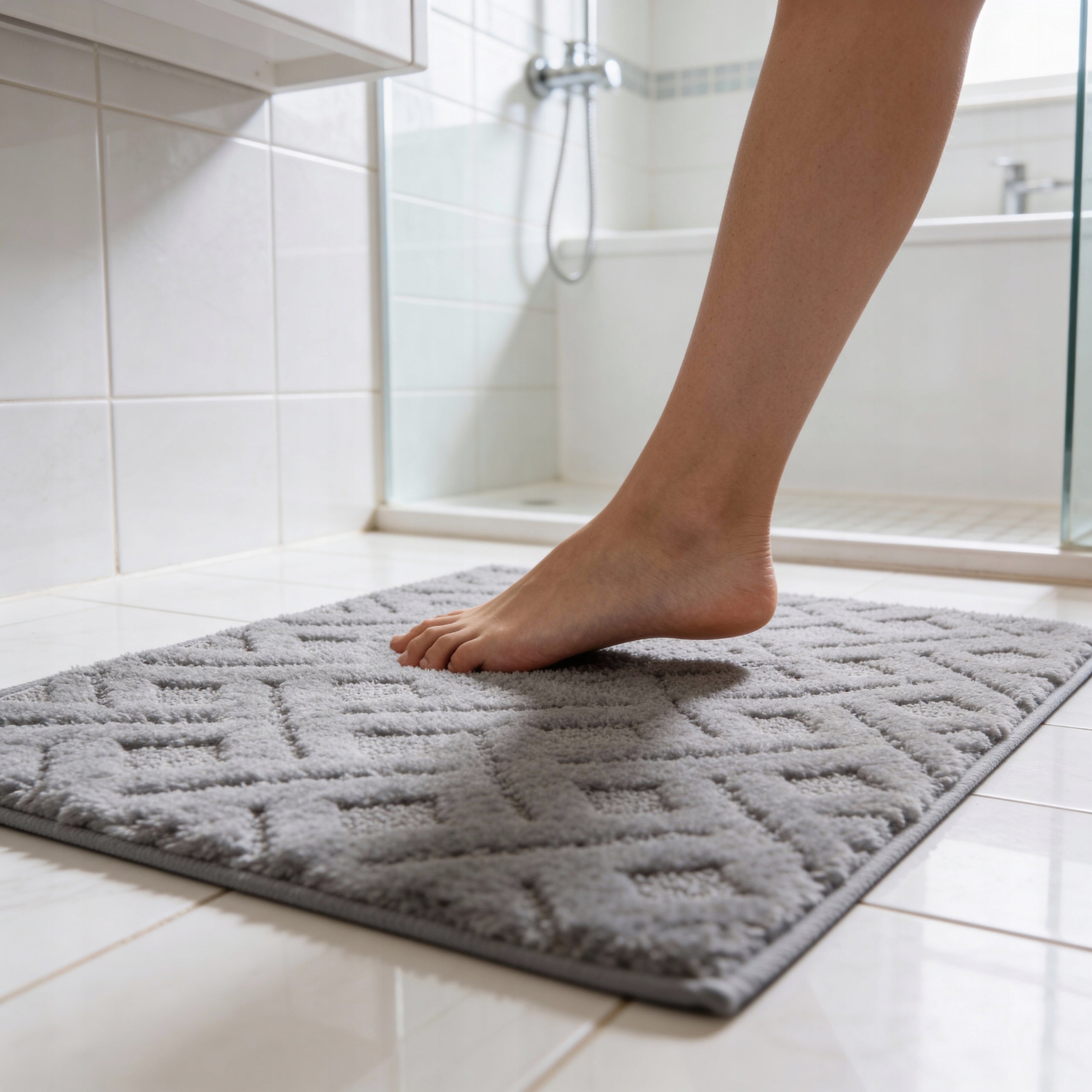 BATHROOM RUG NON-SLIP MICROFIBER 40x60 GREY SOLID SOFT Packaging status original