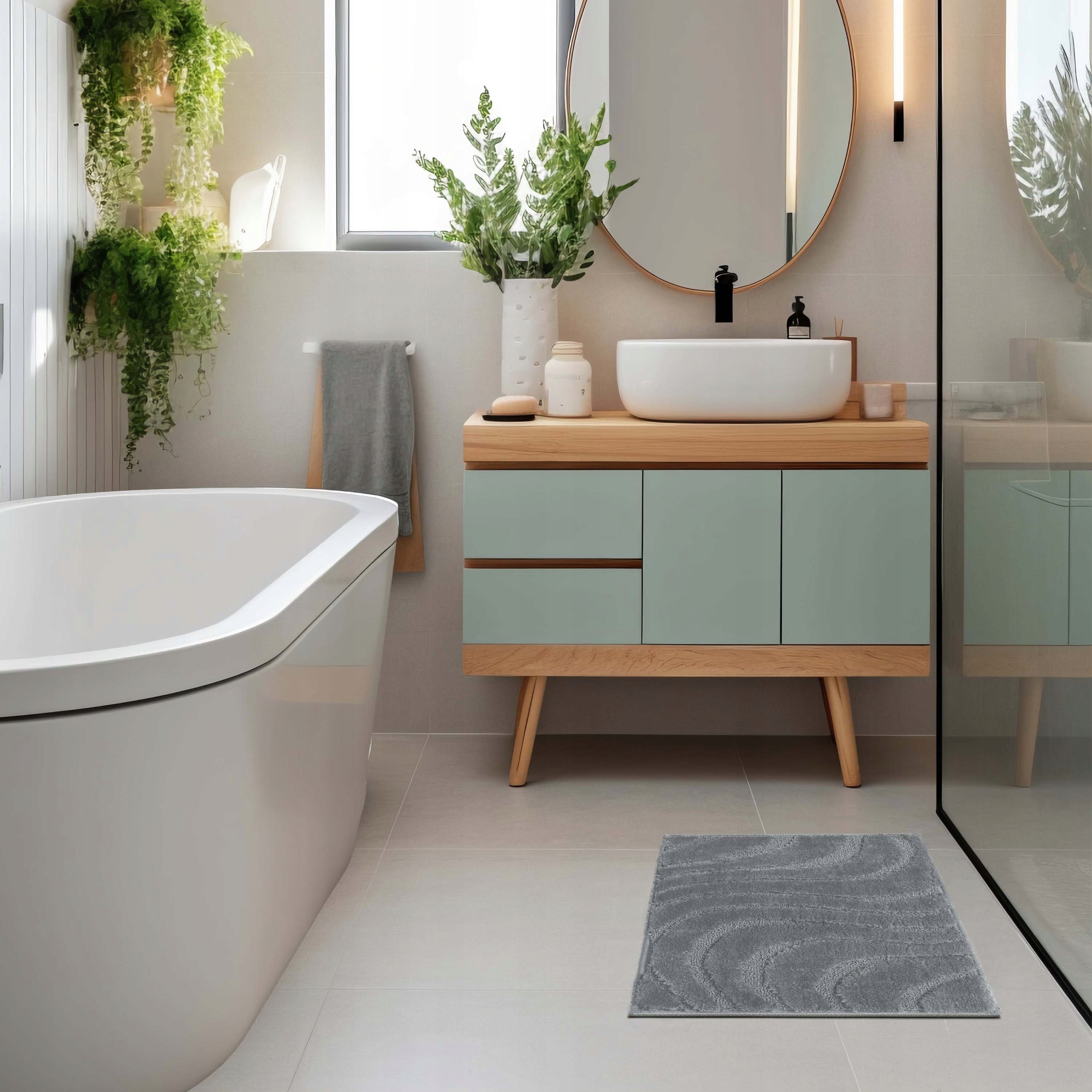 BATHROOM RUG NON-SLIP MICROFIBER 40x60 GREY THICK MAT Manufacturer code 1616DYWLAZSIG
