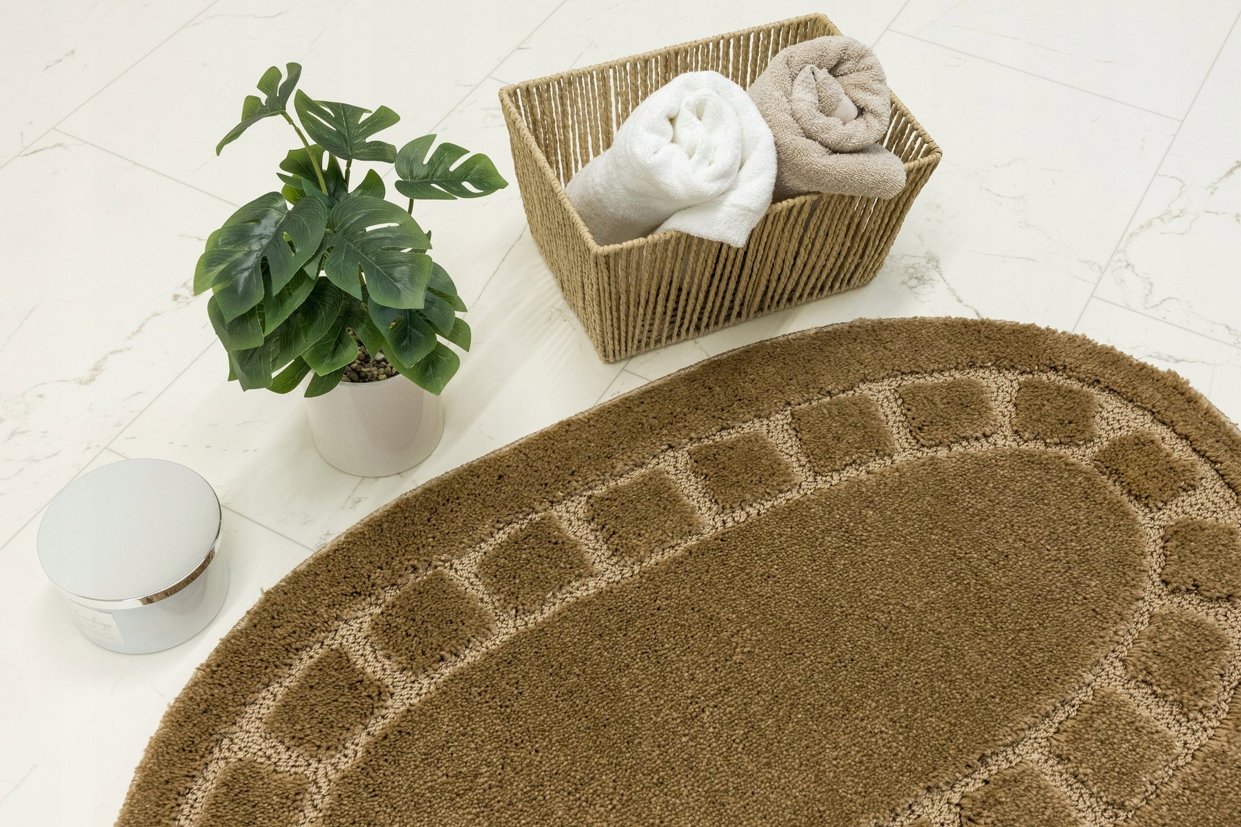 BATHROOM RUG NON-SLIP OVAL BEIGE SOFT MAT OCEAN 60x100 cm Manufacturer code ocean beige owal