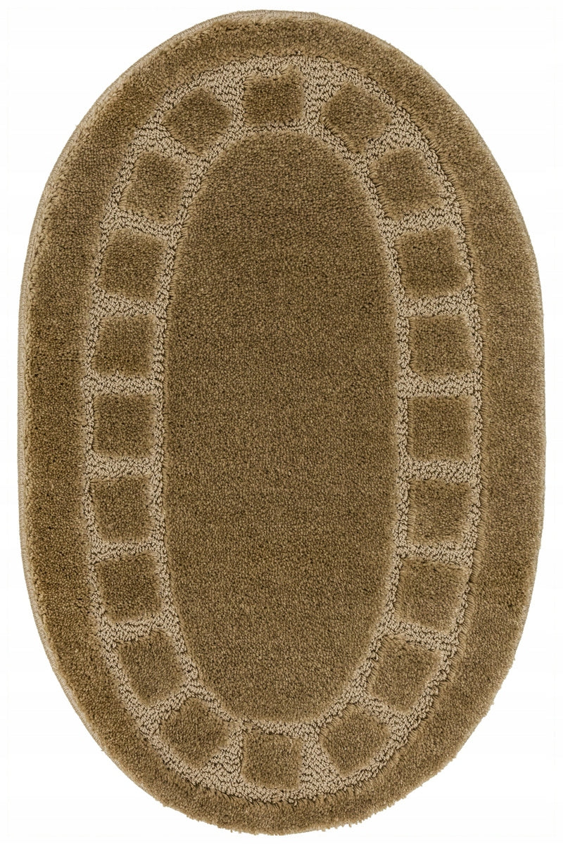 BATHROOM RUG NON-SLIP OVAL BEIGE SOFT MAT OCEAN 60x100 cm