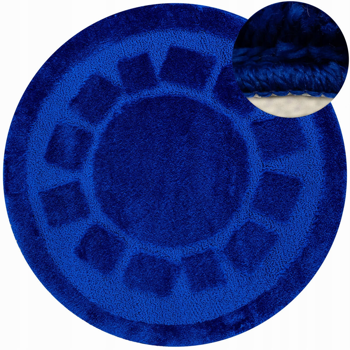BATHROOM RUG NON-SLIP ROUND CIRCLE BLUE OCEAN D. 100 cm
