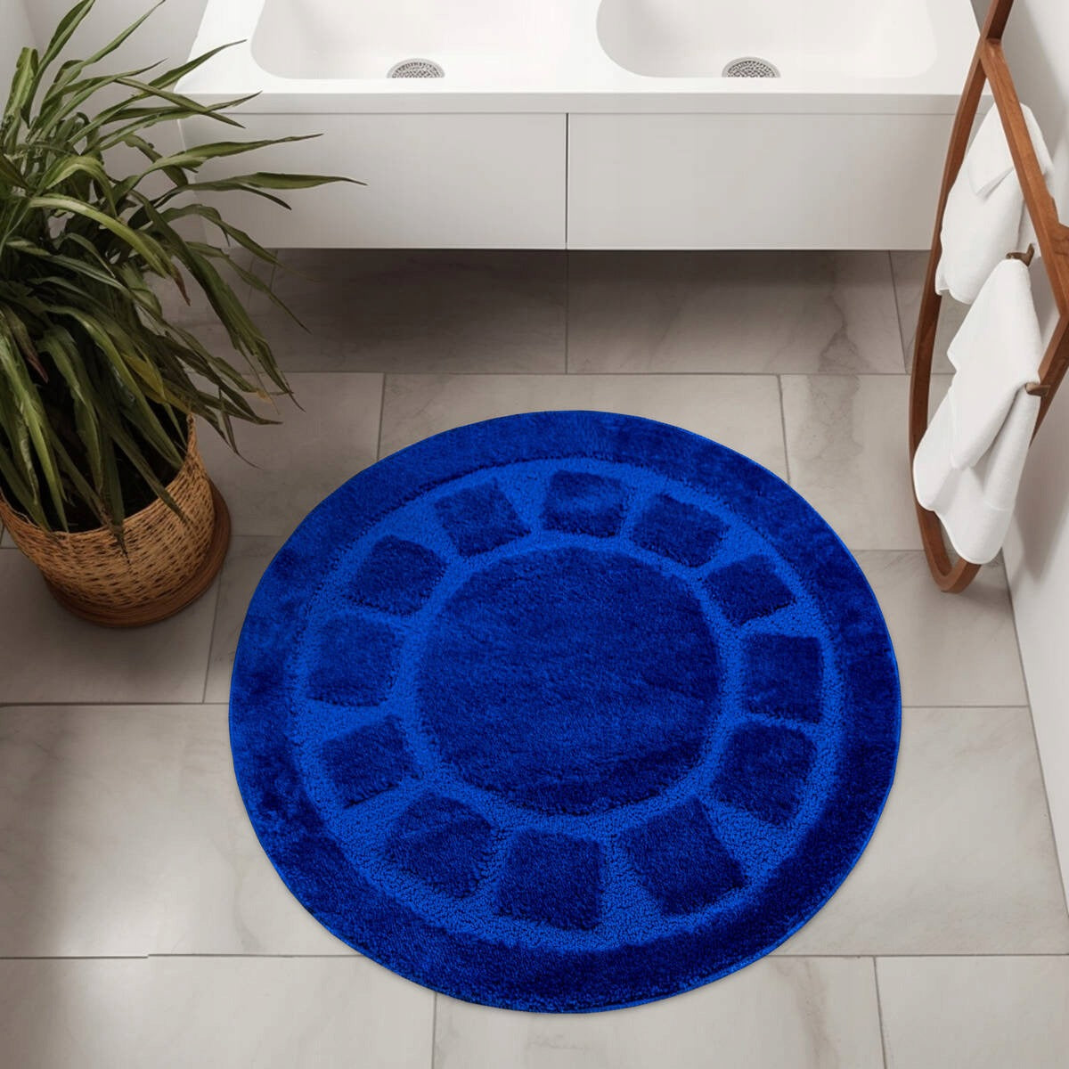 BATHROOM RUG NON-SLIP ROUND FOR TOILET BLUE OCEAN D. 67 cm Length 67 cm