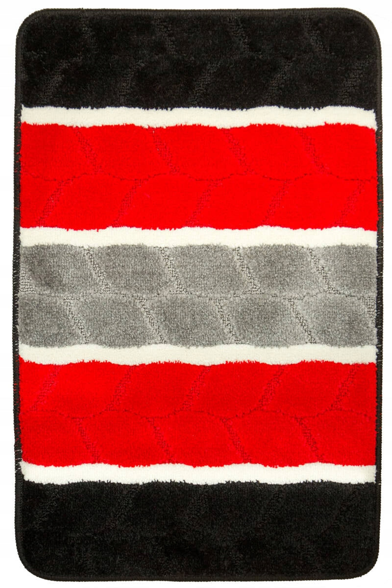 BATHROOM RUG NON-SLIP SET 3-cz RED FANO IN LEAF LINE Length 80 cm
