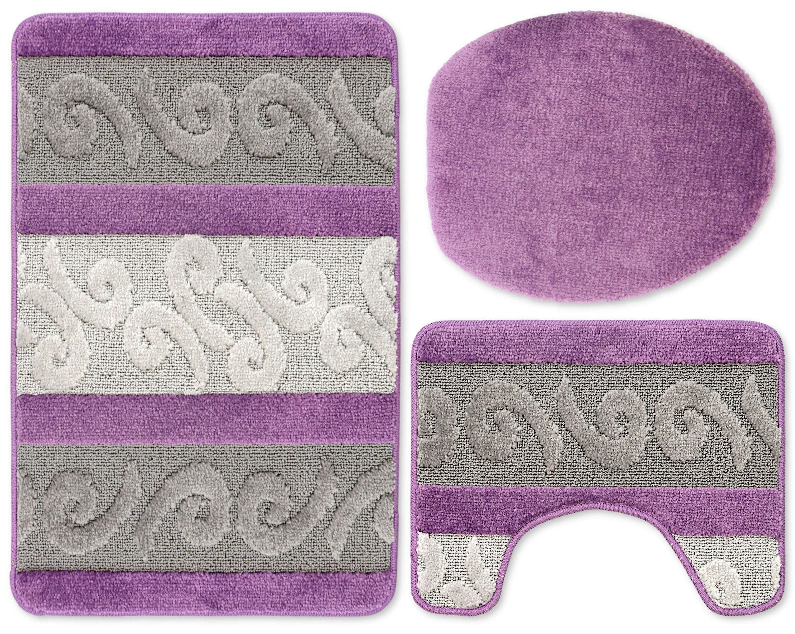 BATHROOM RUG NON-SLIP SET OF 3 50X80 LARGE GREY PURPLE EAN (GTIN) 5906700095559