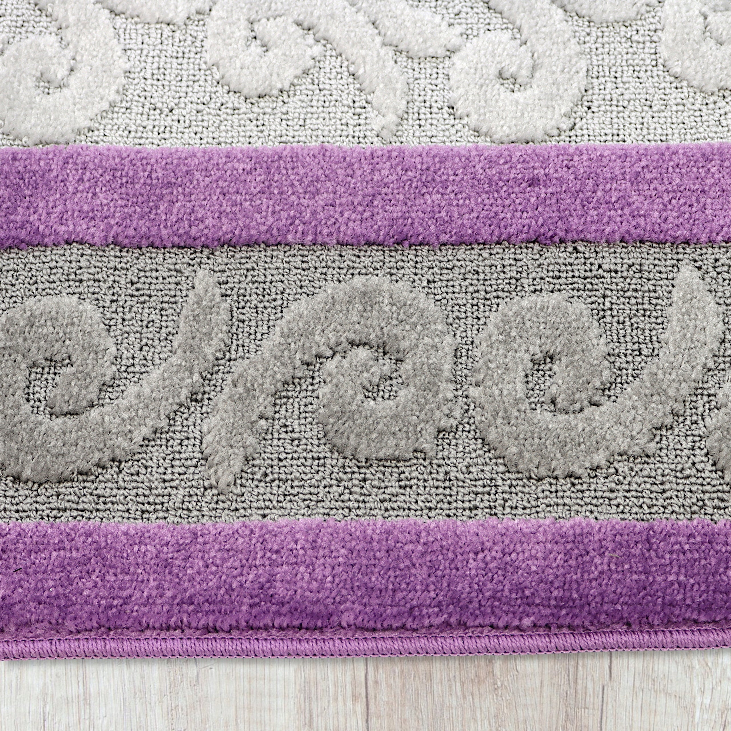 BATHROOM RUG NON-SLIP SET OF 3 50X80 LARGE GREY PURPLE Length 80 cm