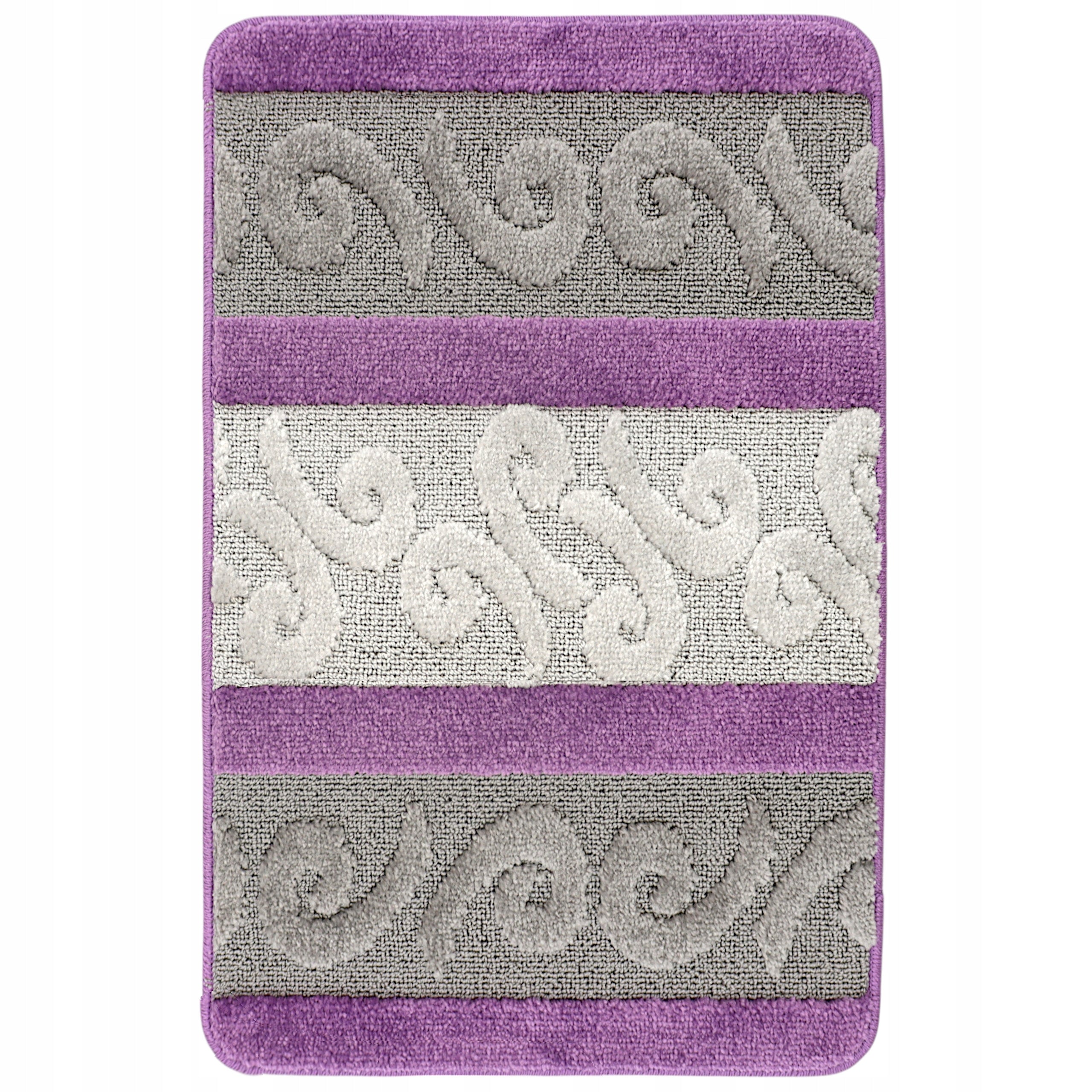 BATHROOM RUG NON-SLIP SET OF 3 50X80 LARGE GREY PURPLE Shape rectangle