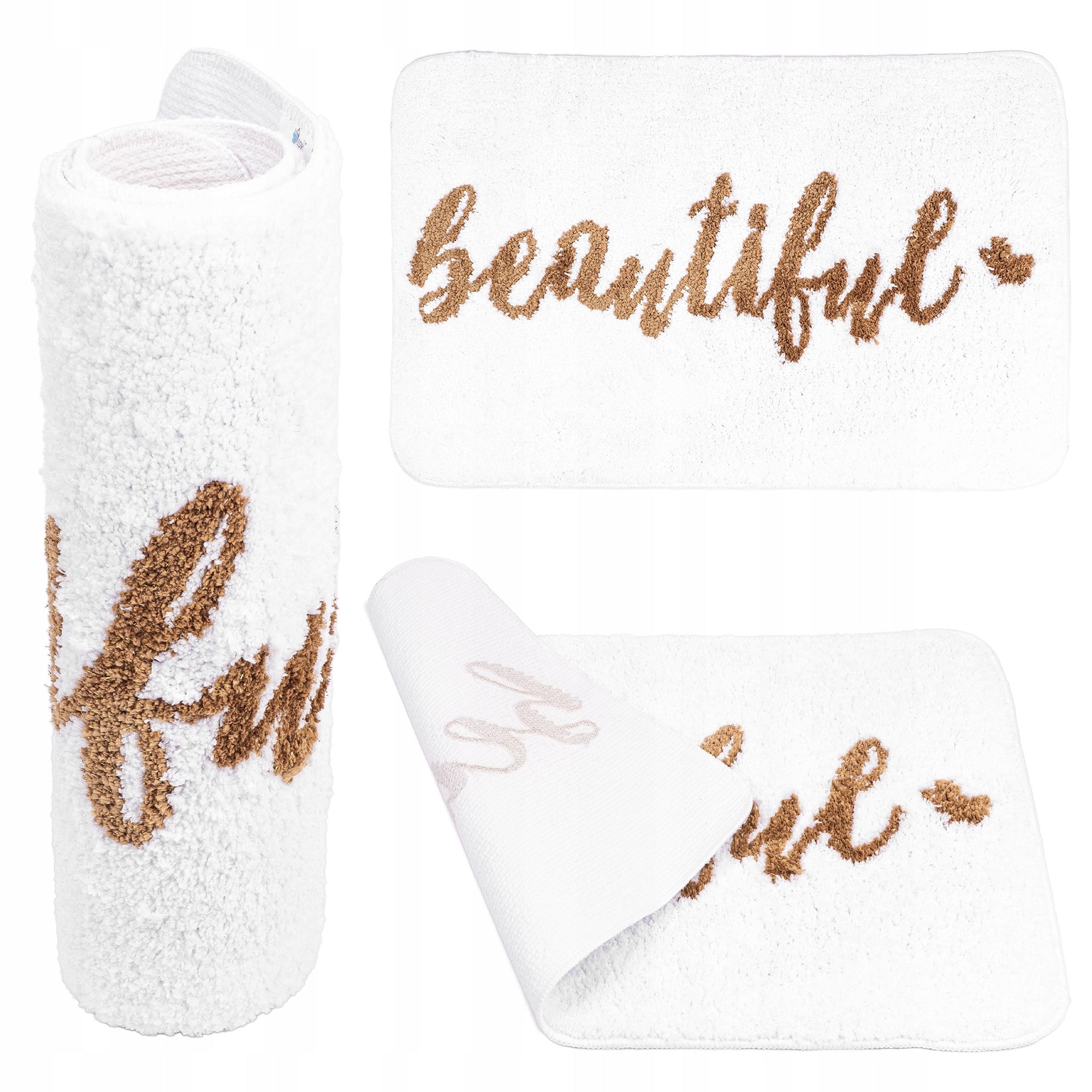 BATHROOM RUG NON-SLIP SOFT ABSORBENT FOR WASHING WHITE 80x50 cm
