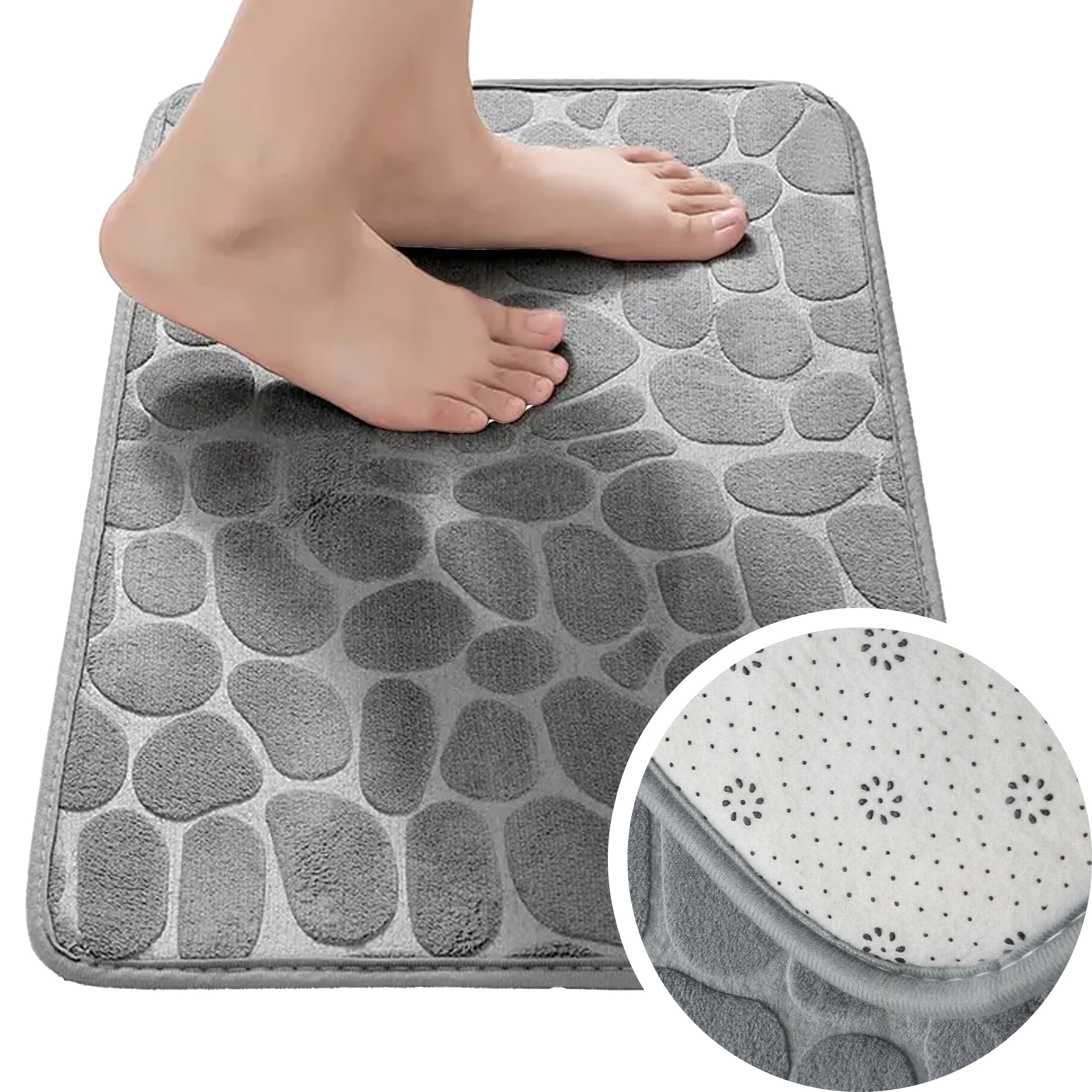 BATHROOM RUG NON-SLIP SOFT MAT GREY ABSORBENT 40 x 60