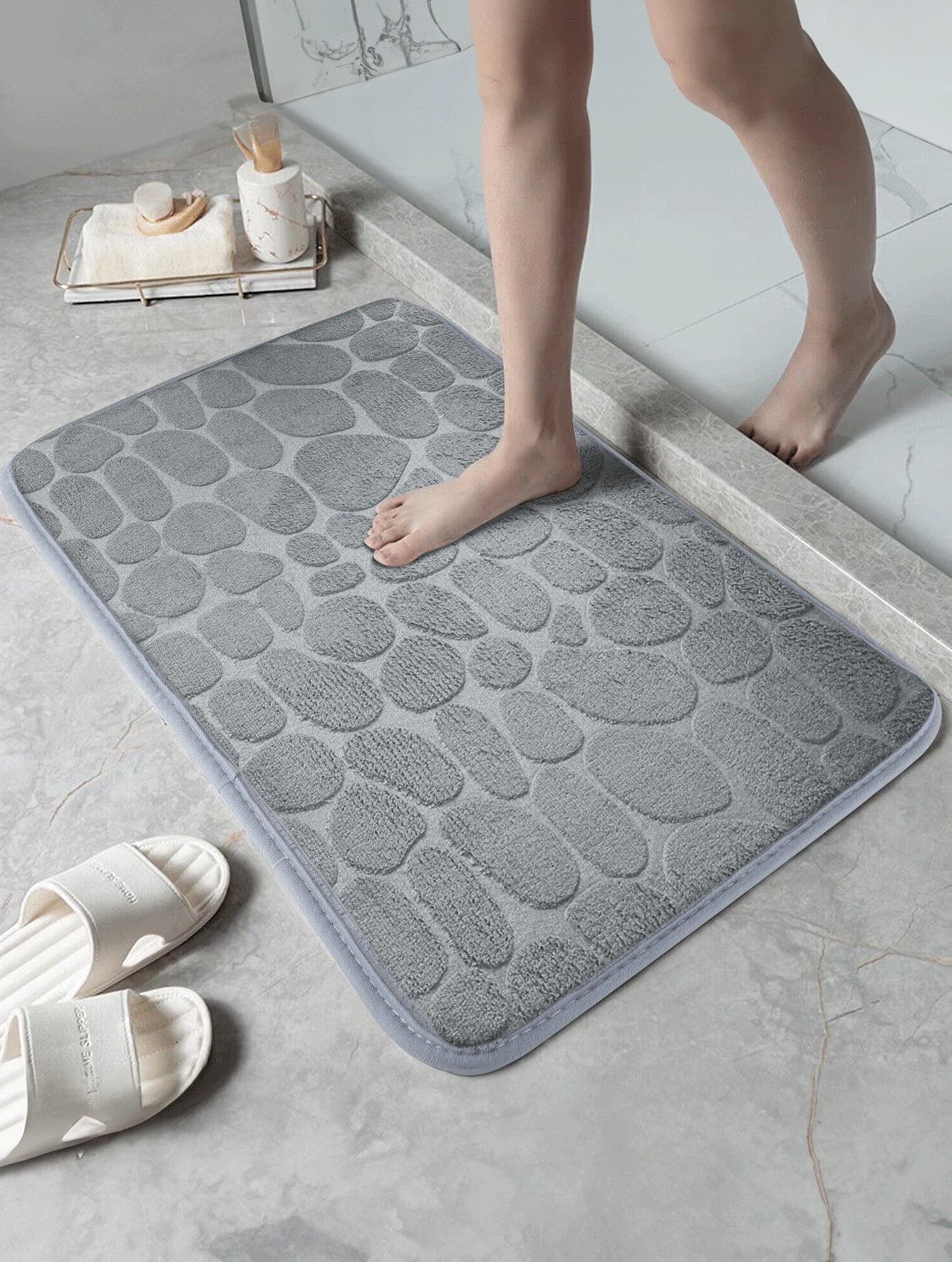 BATHROOM RUG NON-SLIP SOFT MAT GREY ABSORBENT 50 x 80 Packaging status original