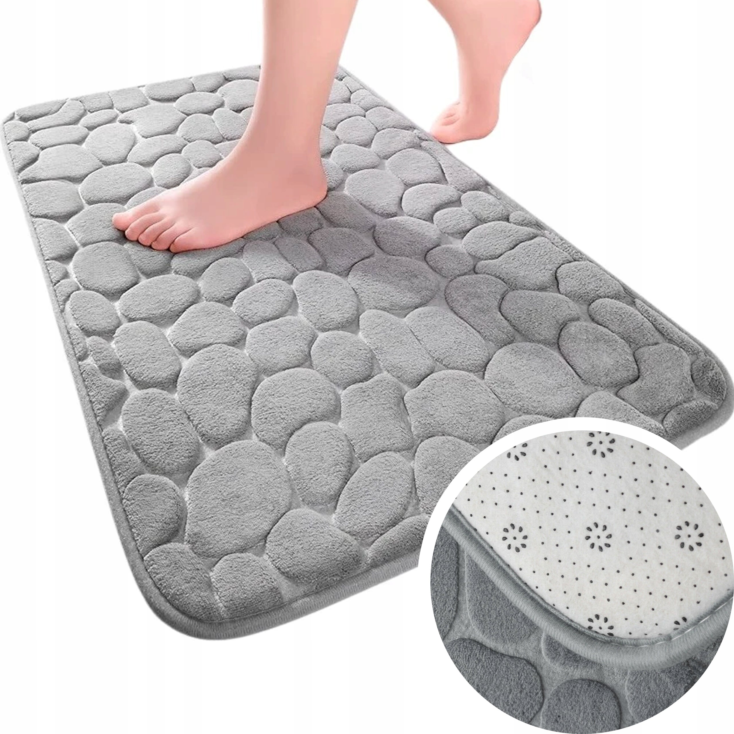 BATHROOM RUG NON-SLIP SOFT MAT GREY ABSORBENT 50 x 80