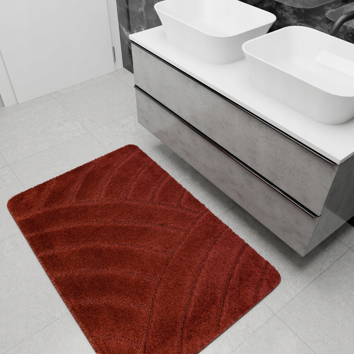 BATHROOM RUG NON-SLIP TOILET MAT BURGUNDY SASH 50x80 cm Thickness 25 mm