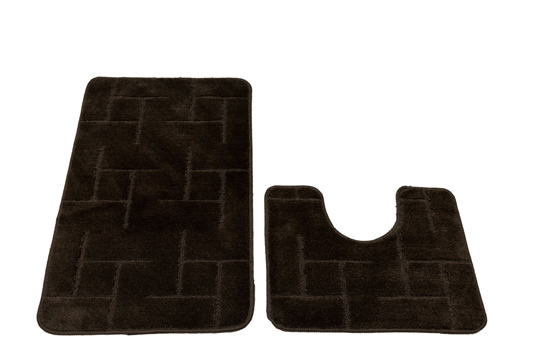 BATHROOM RUG RUBBERIZED SET 2-cz SOFT BROWN WENGE TERAMO