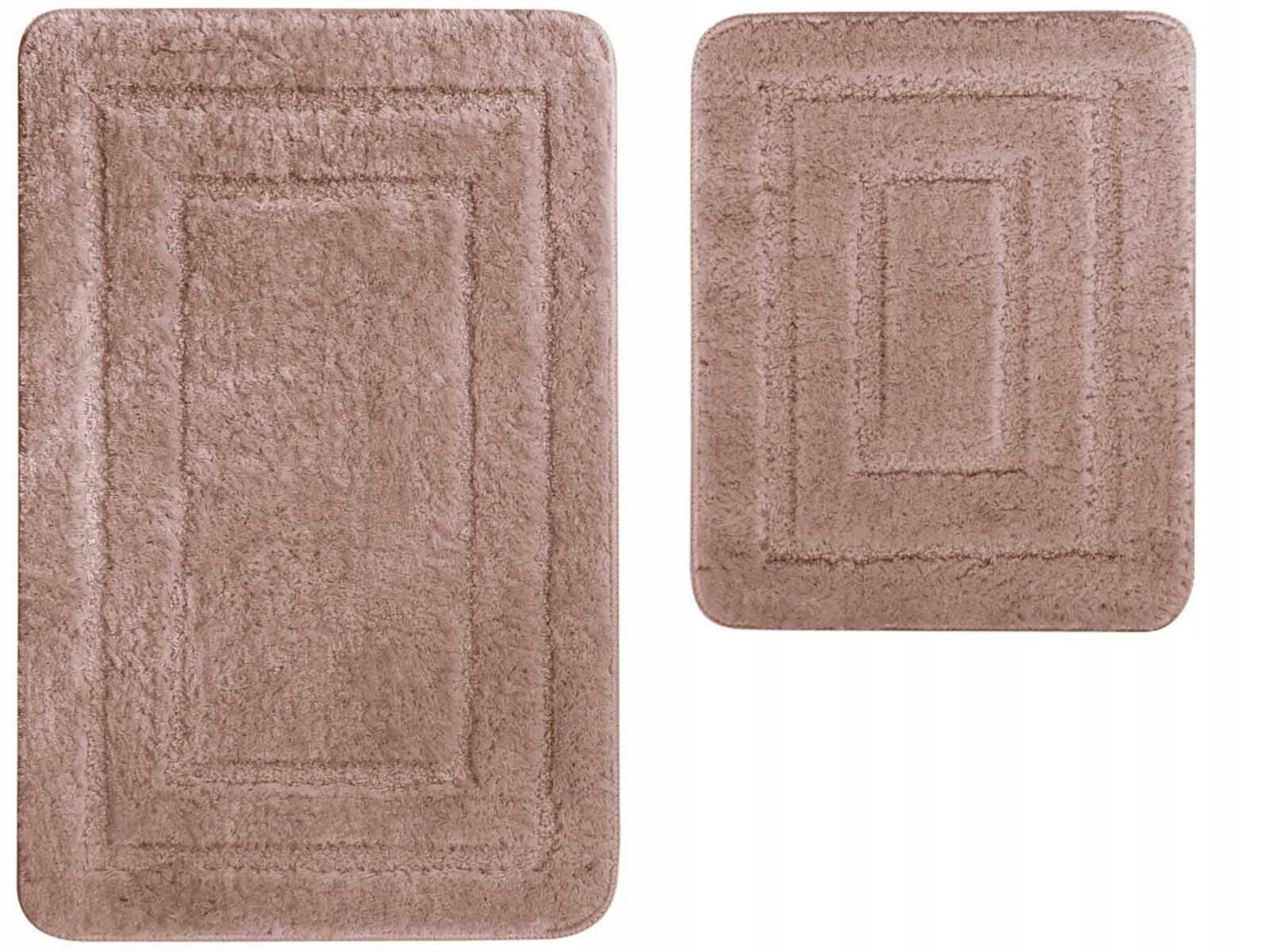 BATHROOM RUG SET 2pcs BROWN BATHROOM RUGS RUBBERIZED