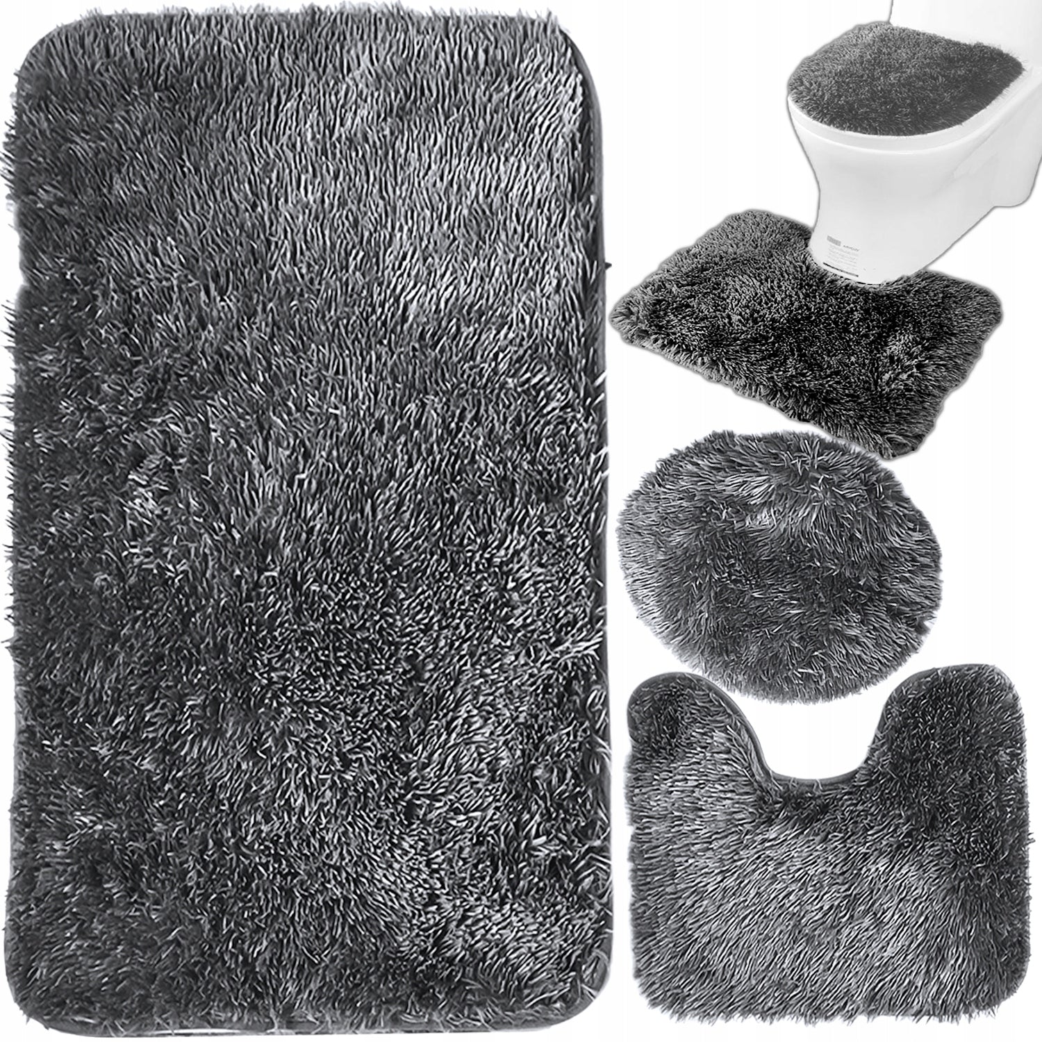 BATHROOM RUG SET 3in1 QUICK-DRYING NON-SLIP SET SOFT