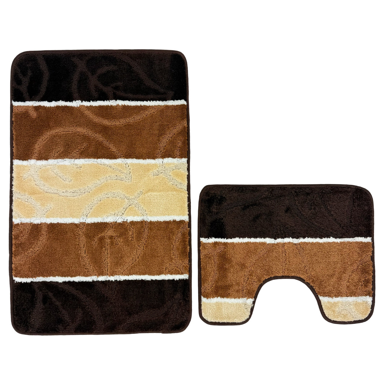 BATHROOM RUG SET NON-SLIP SOFT BROWN 50X80