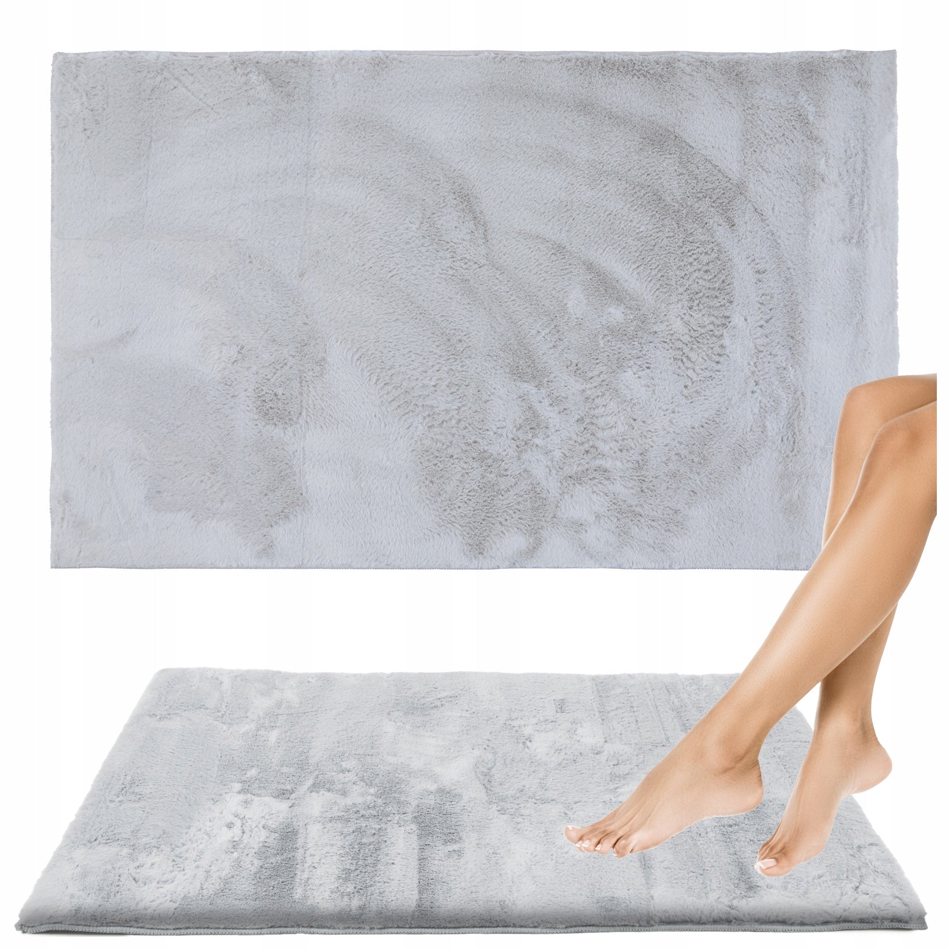 BATHROOM RUG SOFT FUR NON-SLIP GREY 40x60cm