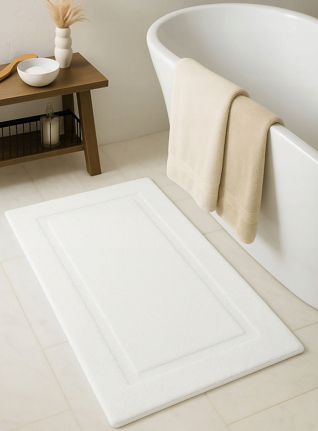BATHROOM RUG WHITE 50x80 NON-SLIP SOFT FOR BATHROOM WHITE Manufacturer code NESTOR - DYWANIK ŁAZIENKOWY SOFT LUX WHITE