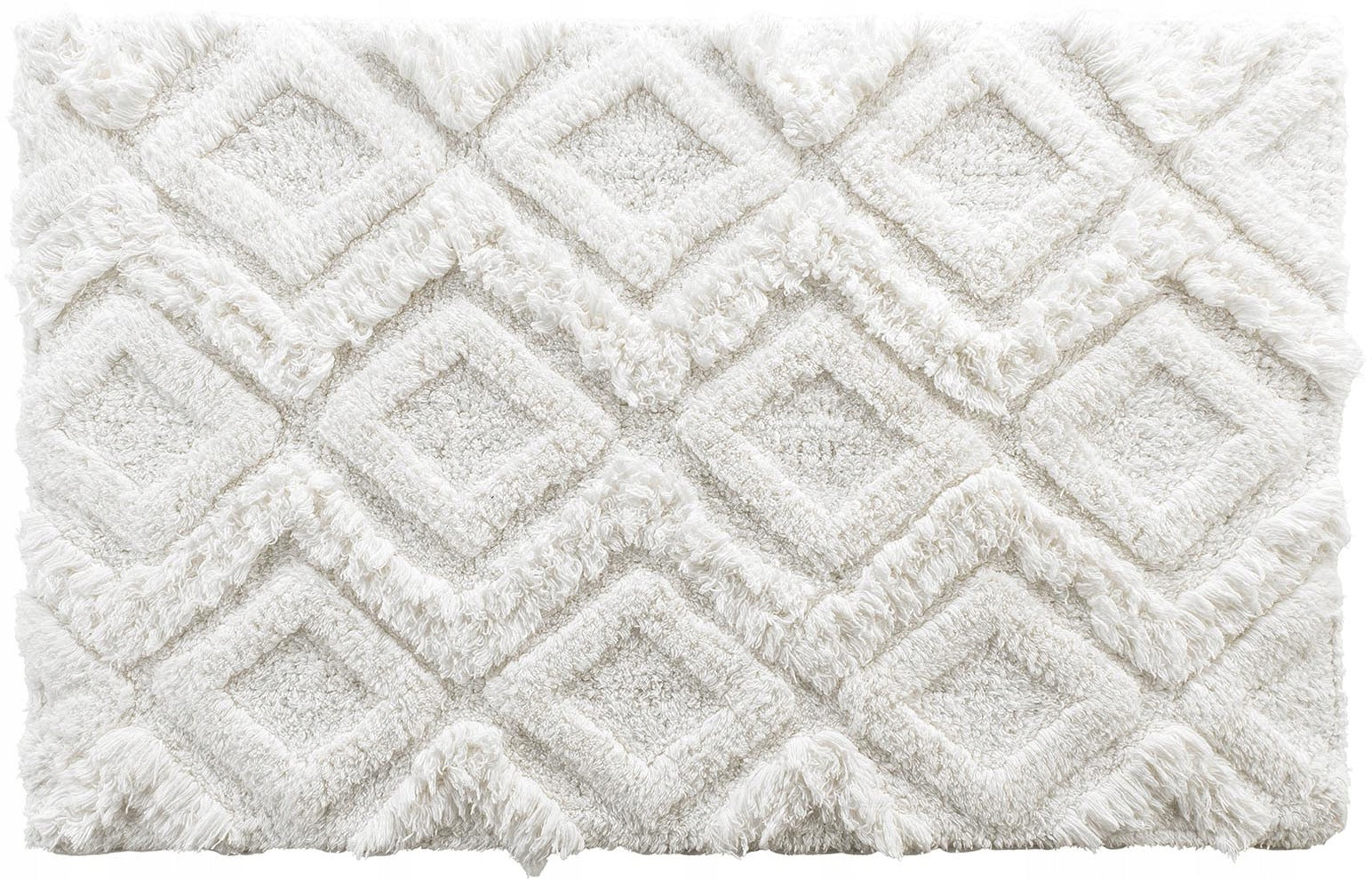 BATHROOM RUG WHITE cotton BOHO 50x80 cm