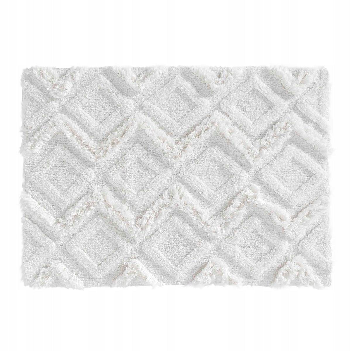 BATHROOM RUG WHITE cotton BOHO 50x80 cm