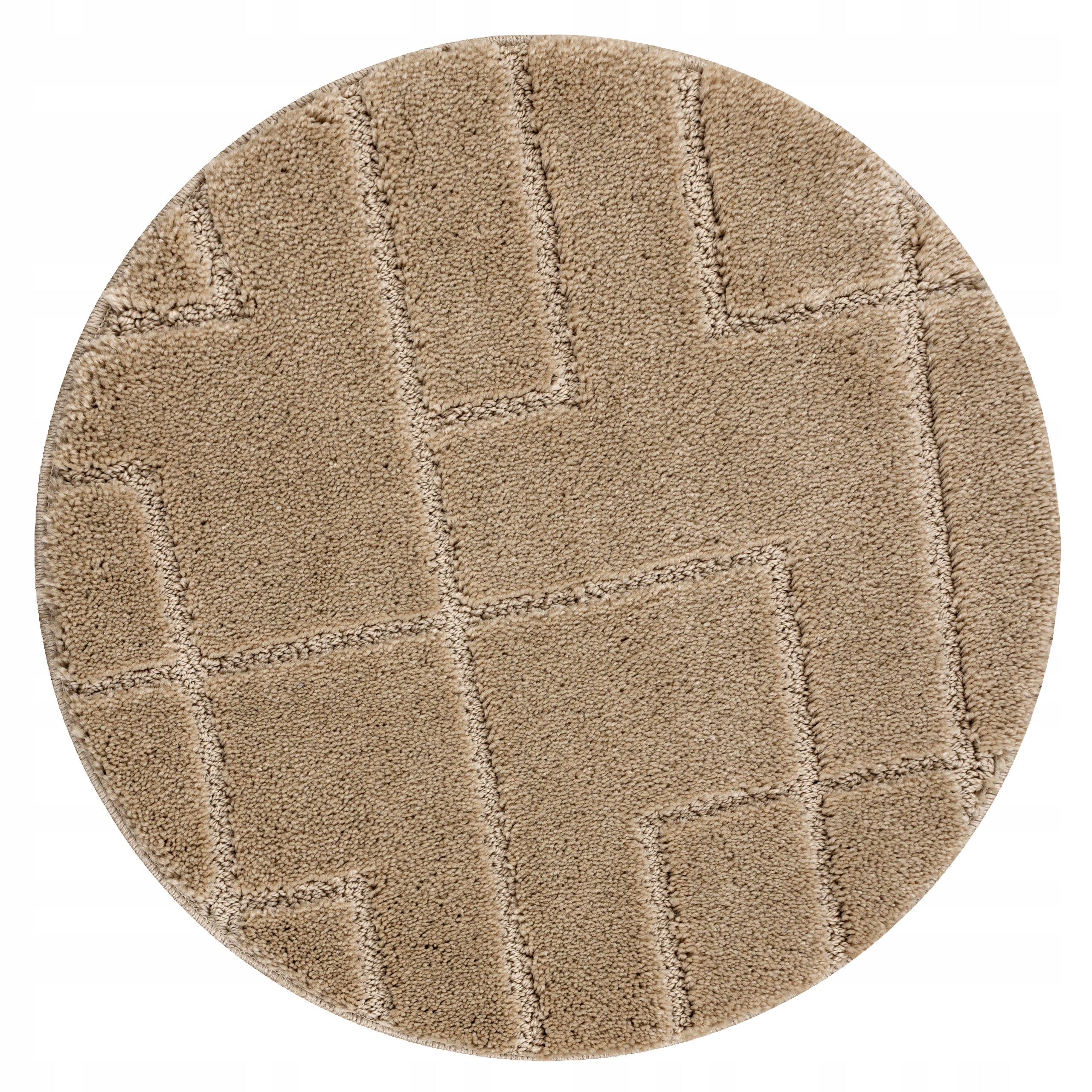 BATHROOM RUG circle 100 cm LINES beige NON-SLIP SOFT #KPL323