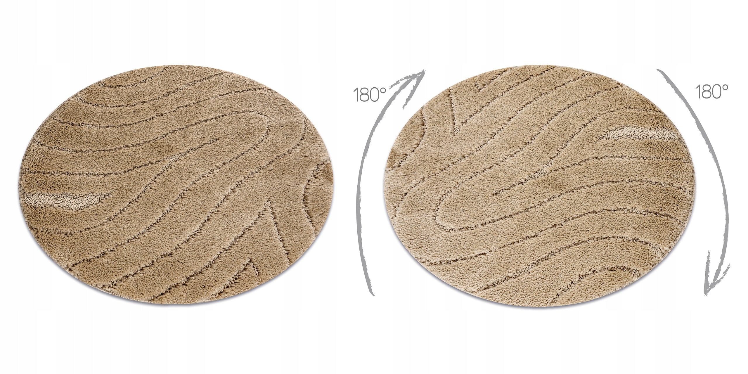 BATHROOM RUG circle 100 cm WAVES beige NON-SLIP SOFT #KPL320 Brand Dywany Łuszczów