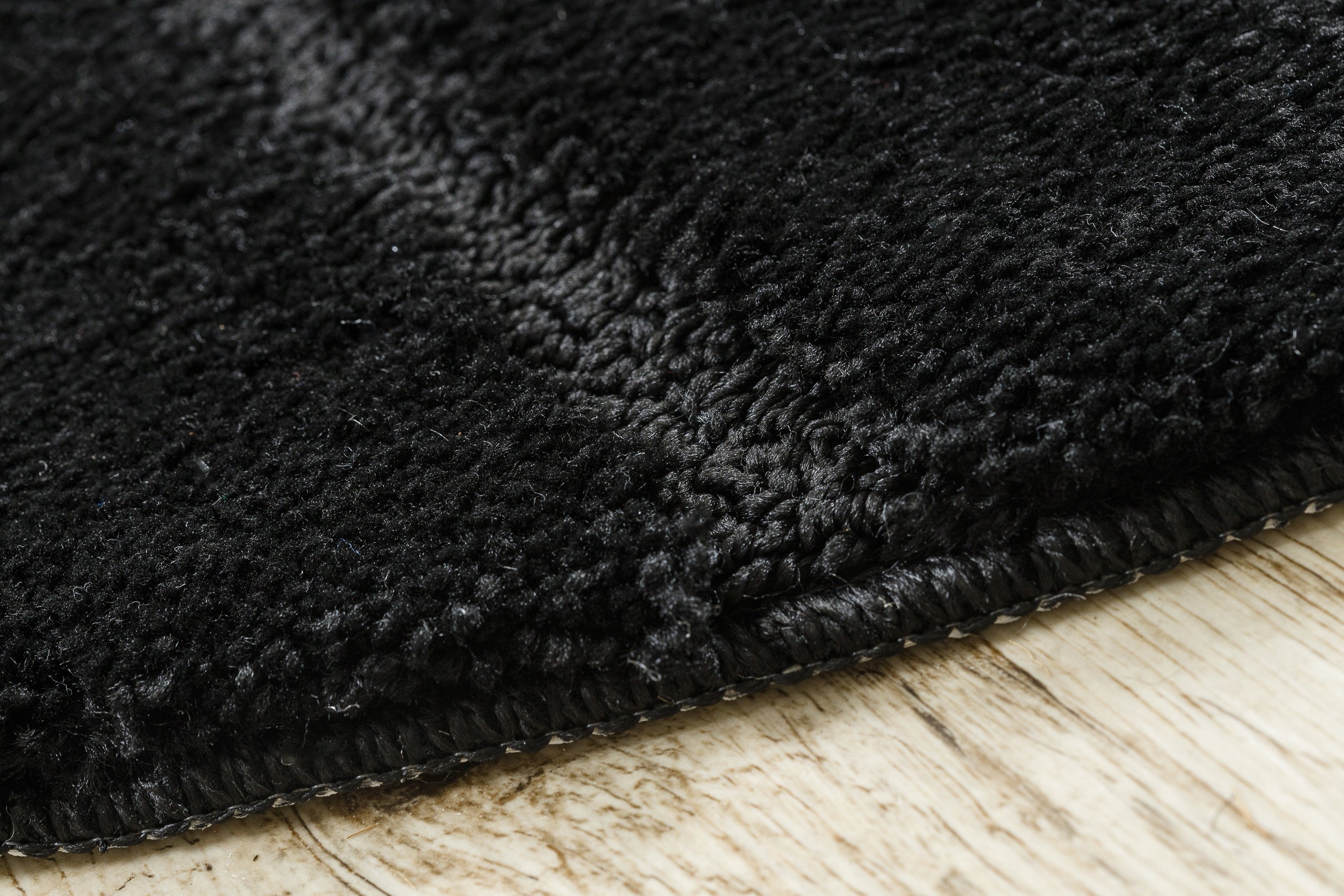 BATHROOM RUG circle 50 cm LINES BLACK NON-SLIP SOFT #KPL277 Thickness 25 mm