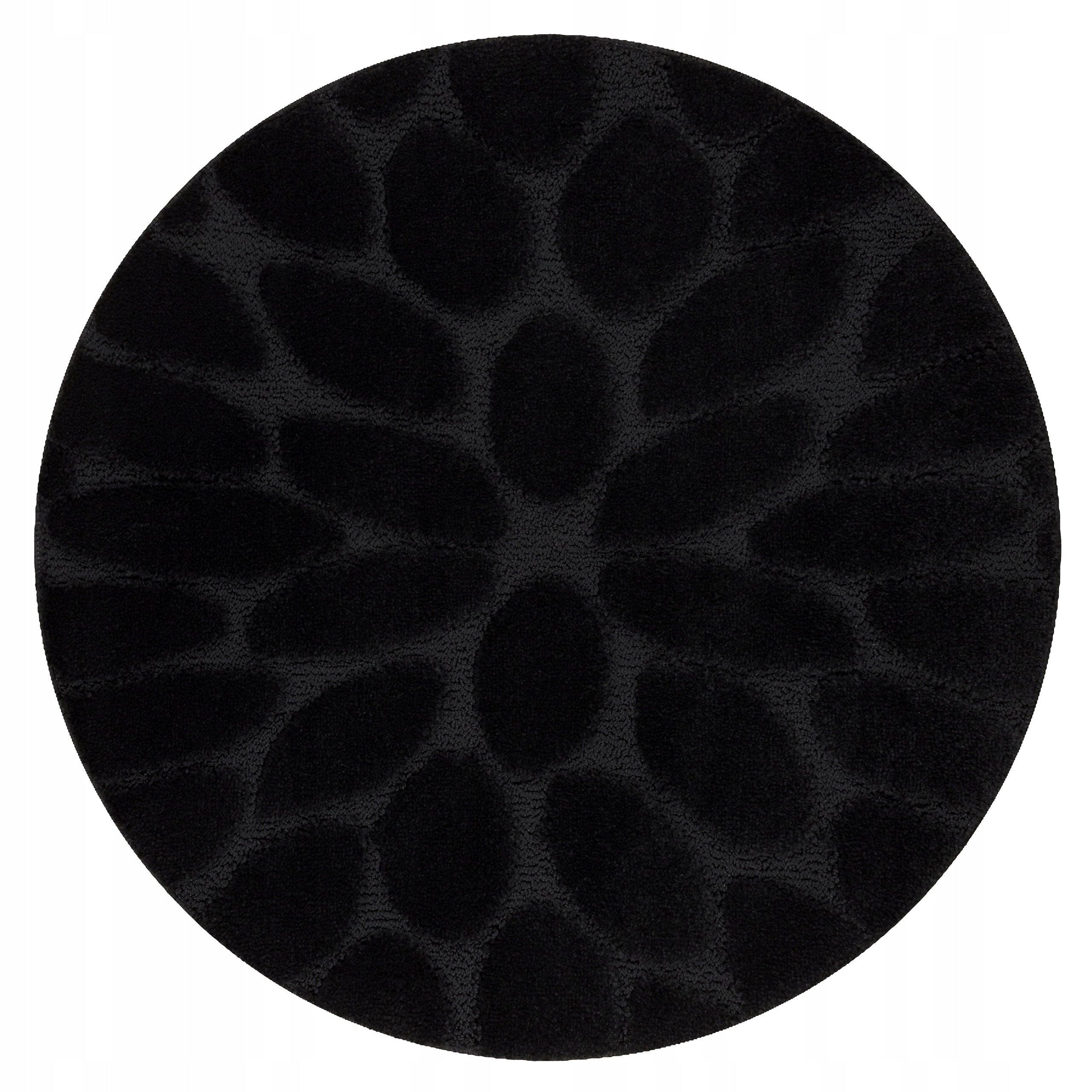 BATHROOM RUG circle 67 cm STONES BLACK NON-SLIP SOFT #KPL280