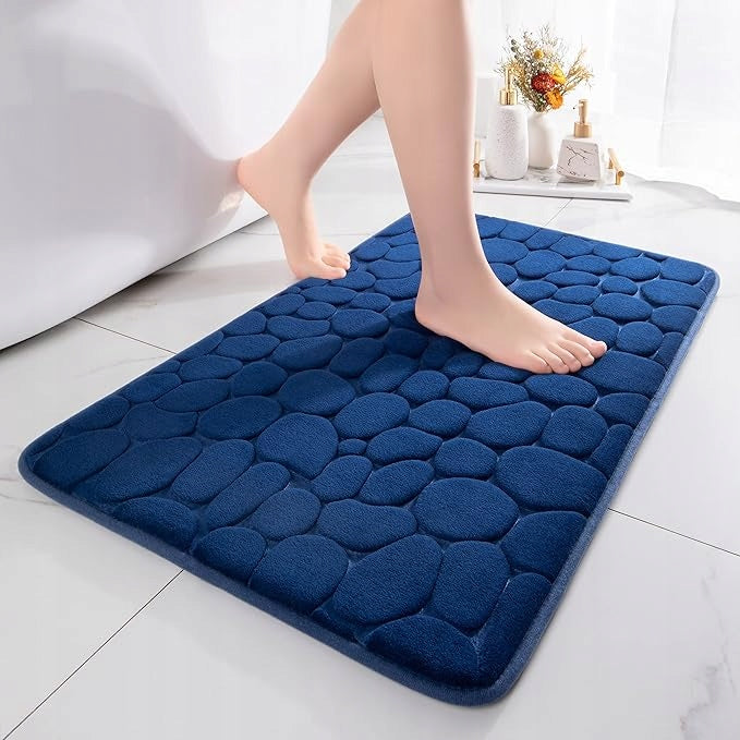 BATHROOM RUGS NAVY BLUE NON-SLIP SET OF 2 SOFT Packaging status original