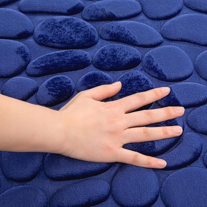 BATHROOM RUGS NAVY BLUE NON-SLIP SET OF 2 SOFT Thickness 14 mm