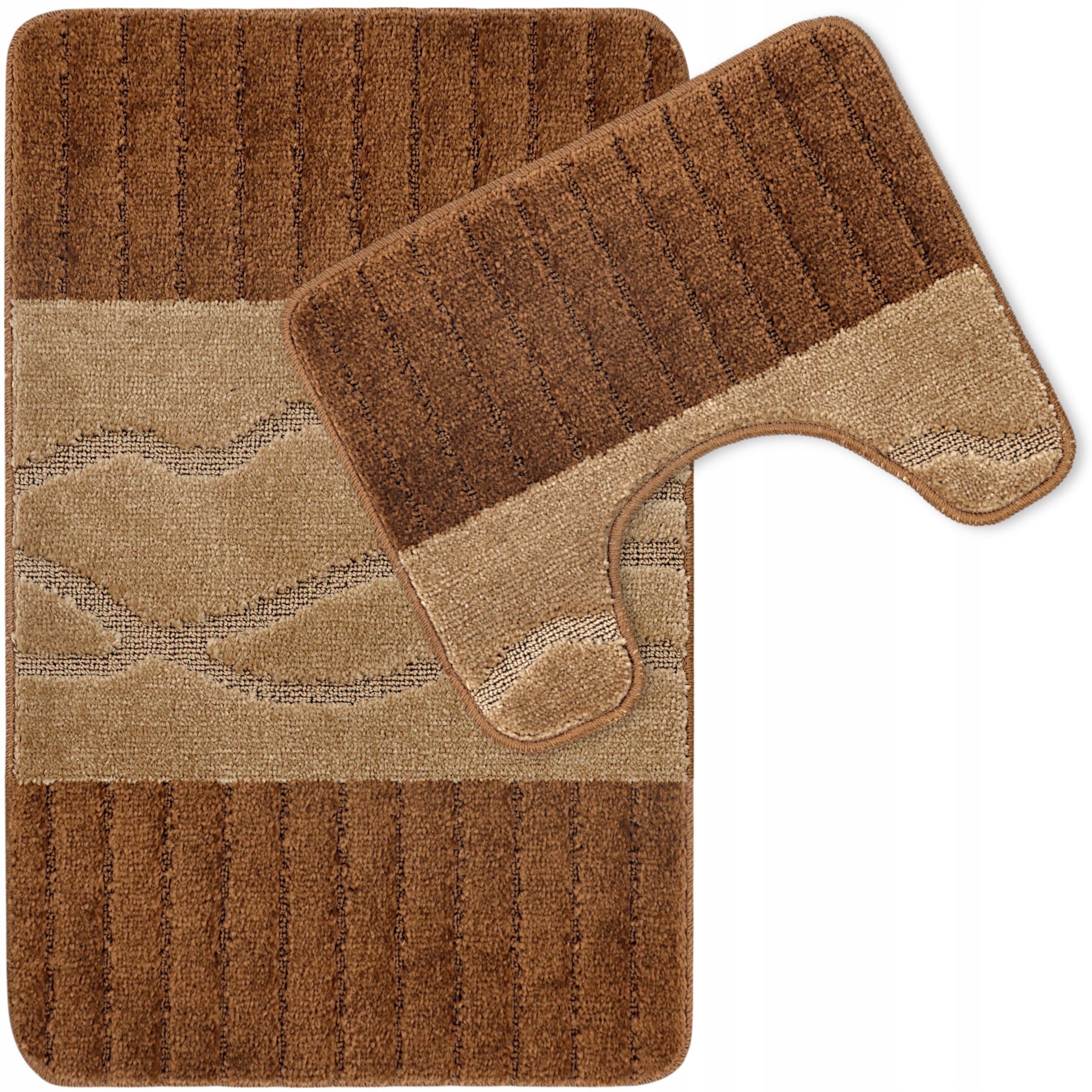 BATHROOM RUGS NON-SLIP SET 2 PIECE BROWN BEIGE 50X80