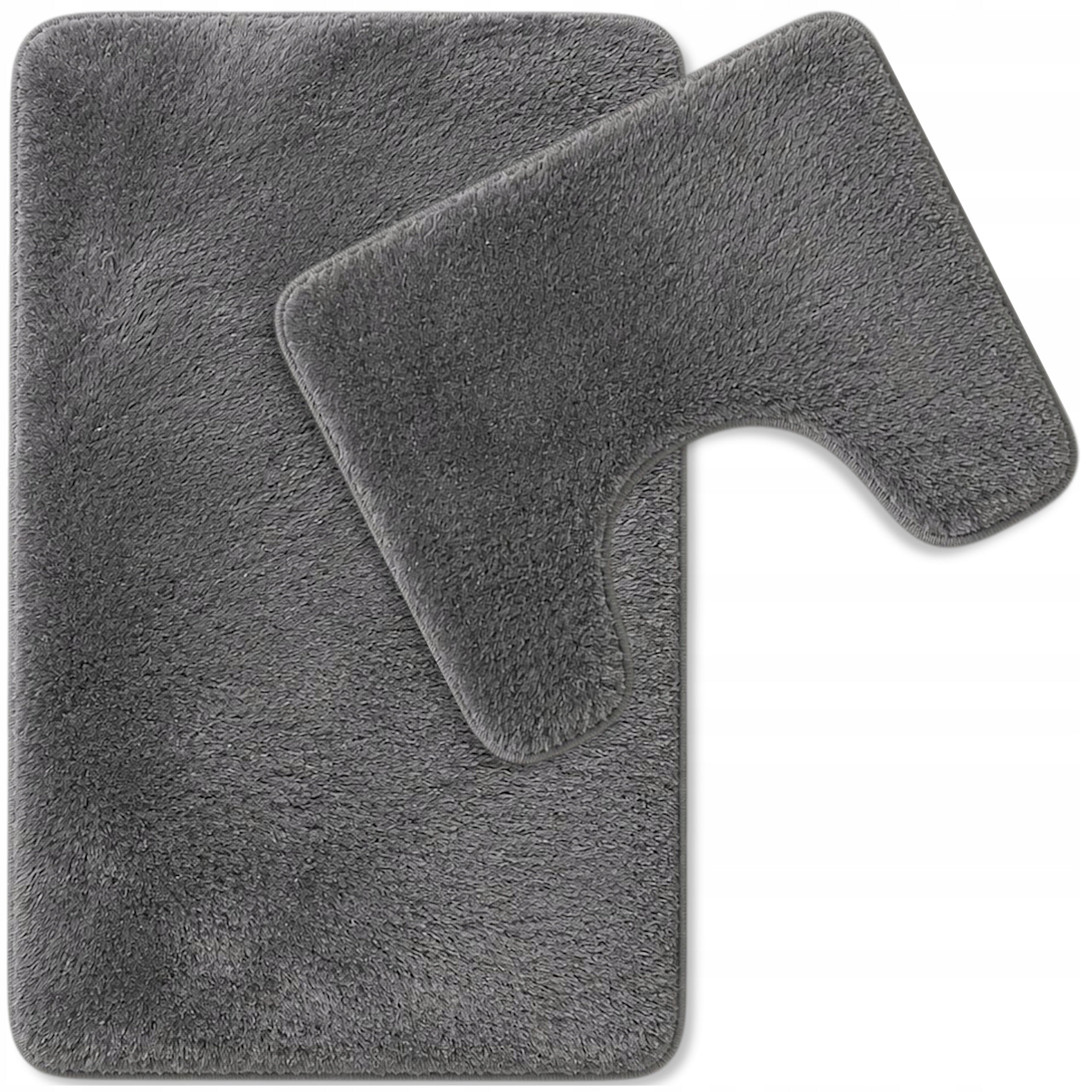 BATHROOM RUGS NON-SLIP SET 2 PIECE GREY QUICK DRYING