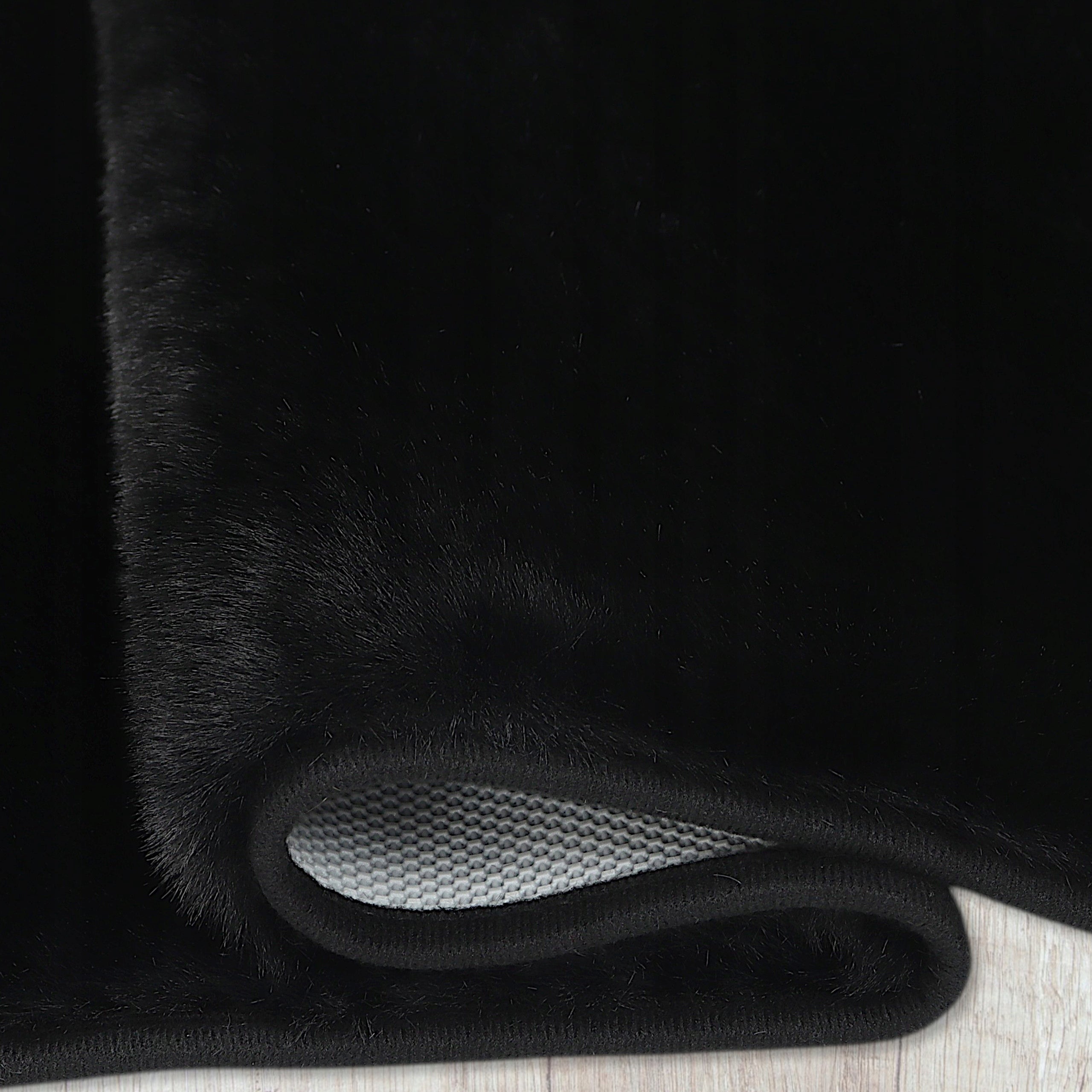 BATHROOM RUGS NON-SLIP SET 3 PIECE BLACK MODERN Thickness 20 mm