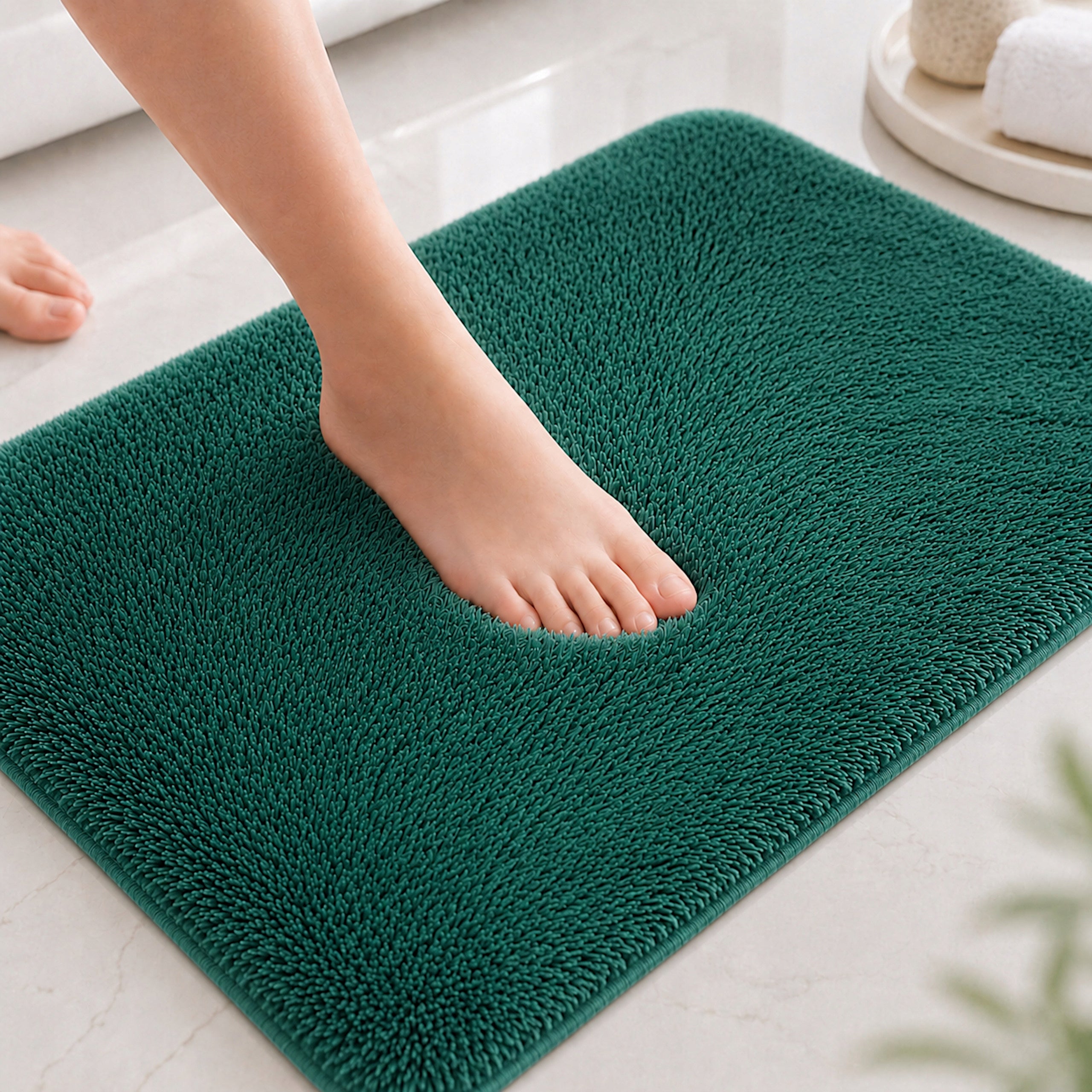 BATHROOM RUGS NON-SLIP SET 3 PIECE GREEN MODERN Length 80 cm