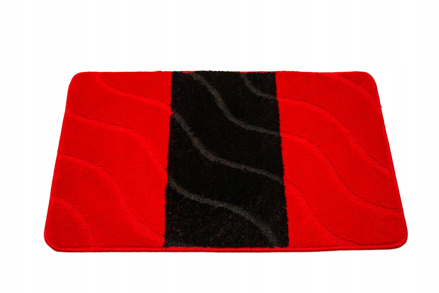 BATHROOM RUGS NON-SLIP STRIPES RED BLACK FIORI 3-cz SET Shape rectangle
