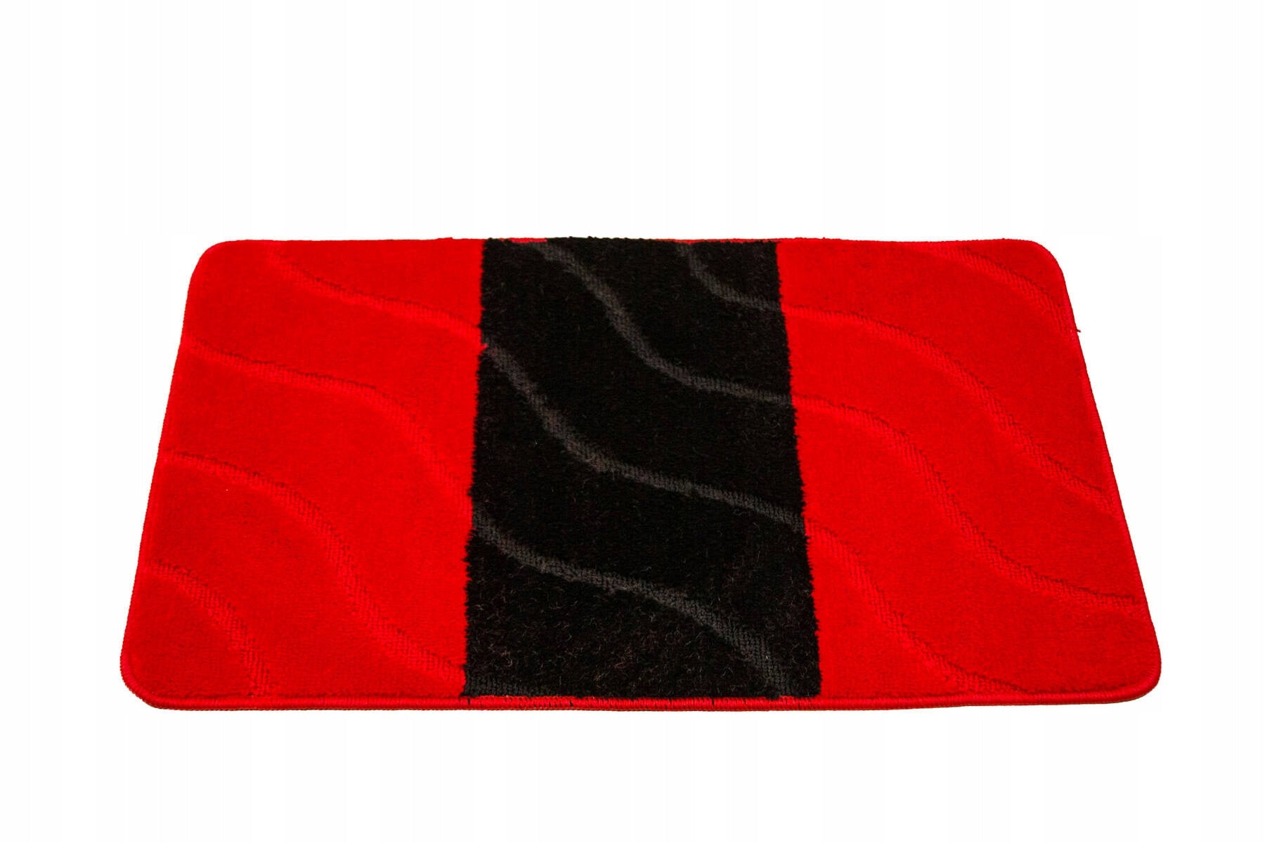 BATHROOM RUGS NON-SLIP STRIPES RED BLACK FIORI 3-cz SET Thickness 11 mm