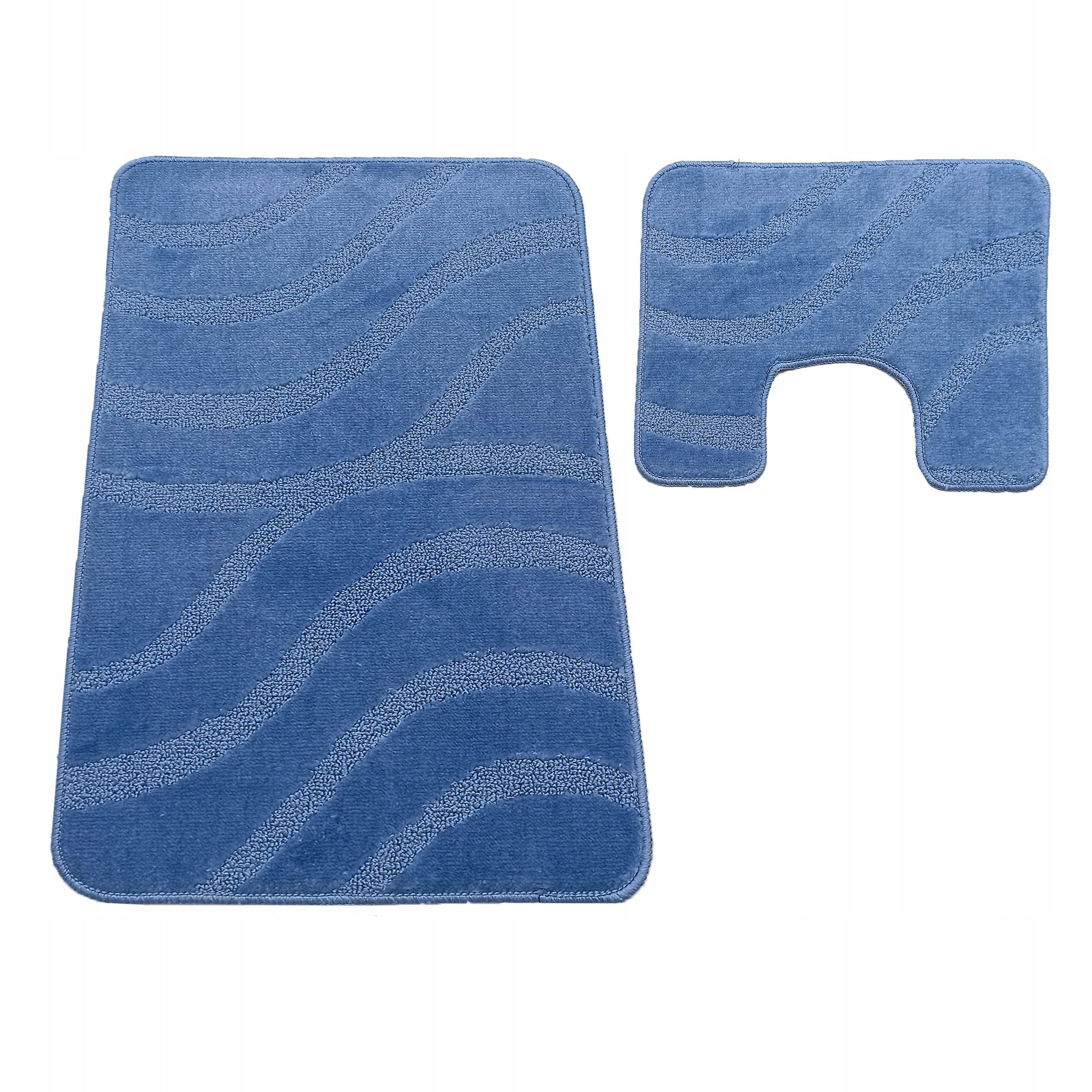 BATHROOM RUGS RUBBERIZED NON-SLIP WAVES 2 PACK BLUE