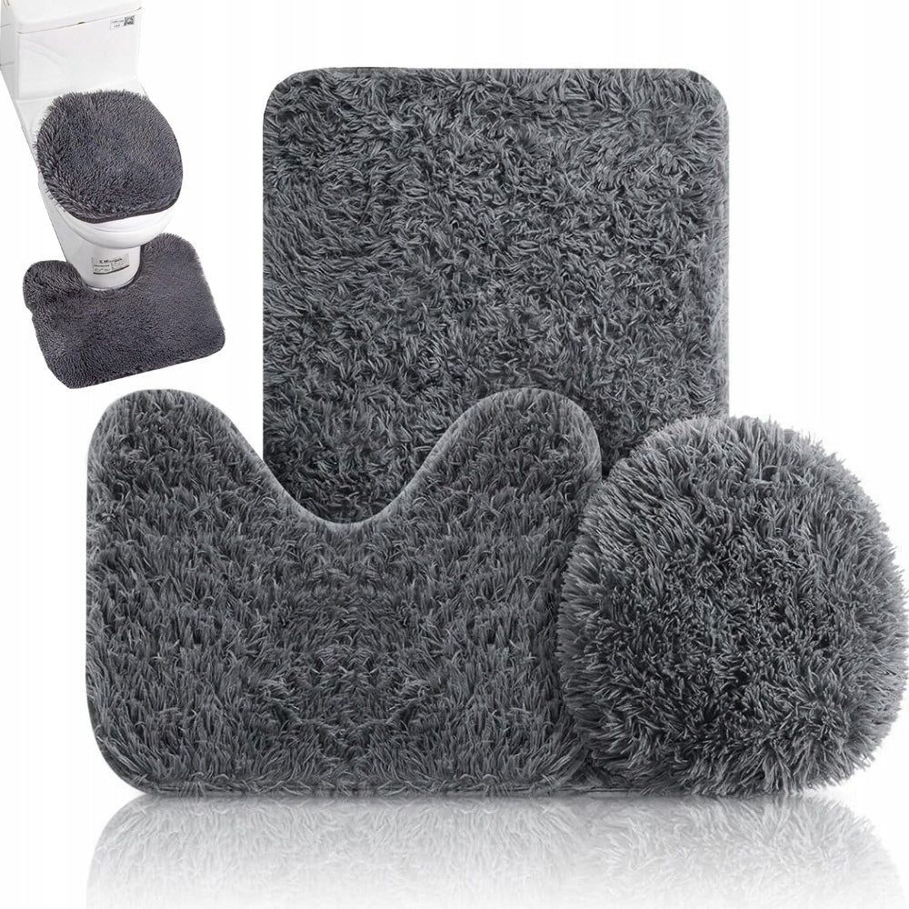 BATHROOM RUGS SET 3 PCS 3IN1 NON-SLIP QUICK-DRYING WC