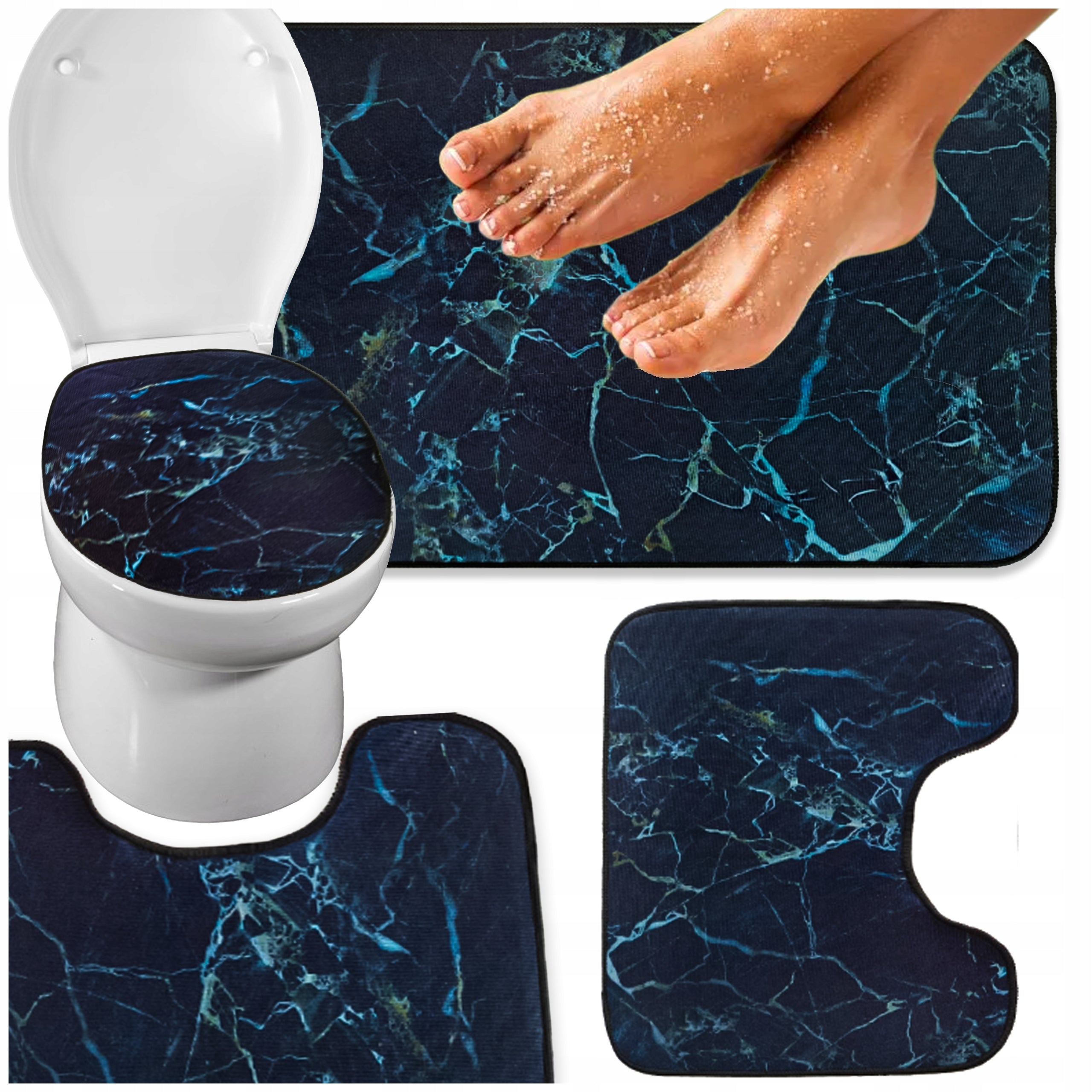 BATHROOM RUGS SET BATHROOM MAT 3 PCS NON SLIP ABSORBENT Packaging status original