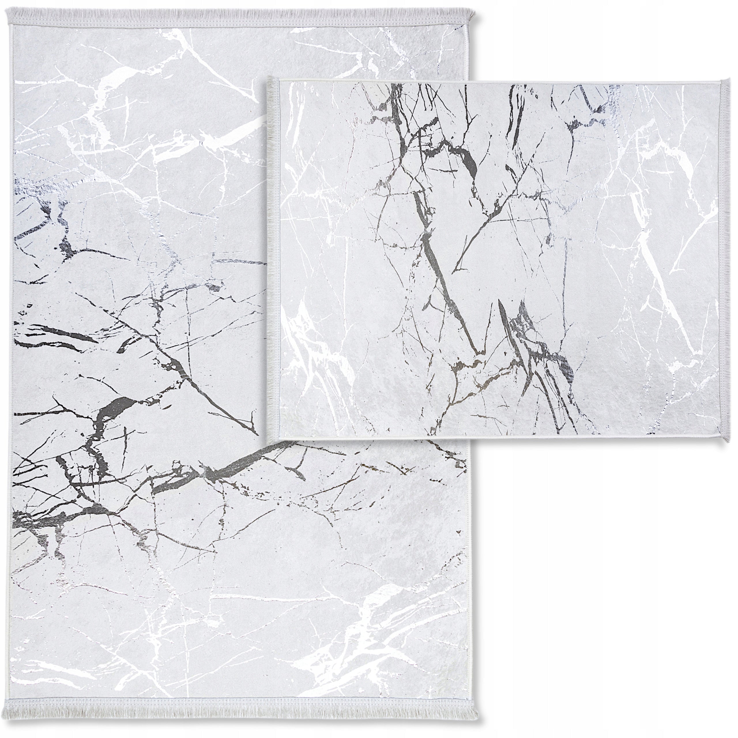 BATHROOM RUGS SET OF 2 NON-SLIP 60x100 GREY SILVER LARGE