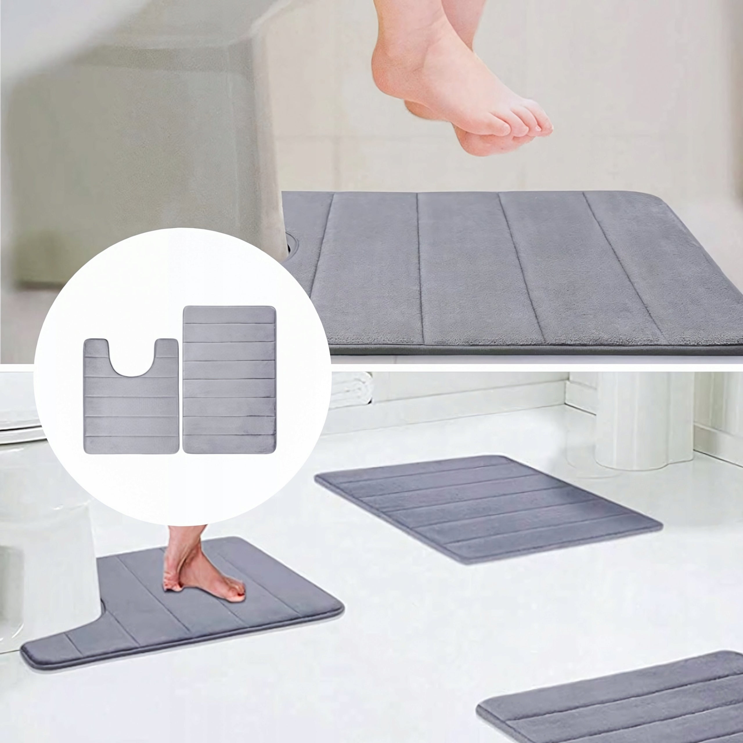 BATHROOM RUGS SET OF 2IN1 ABSORBENT MAT NON-SLIP RUG 2 PIECES Shape rectangle
