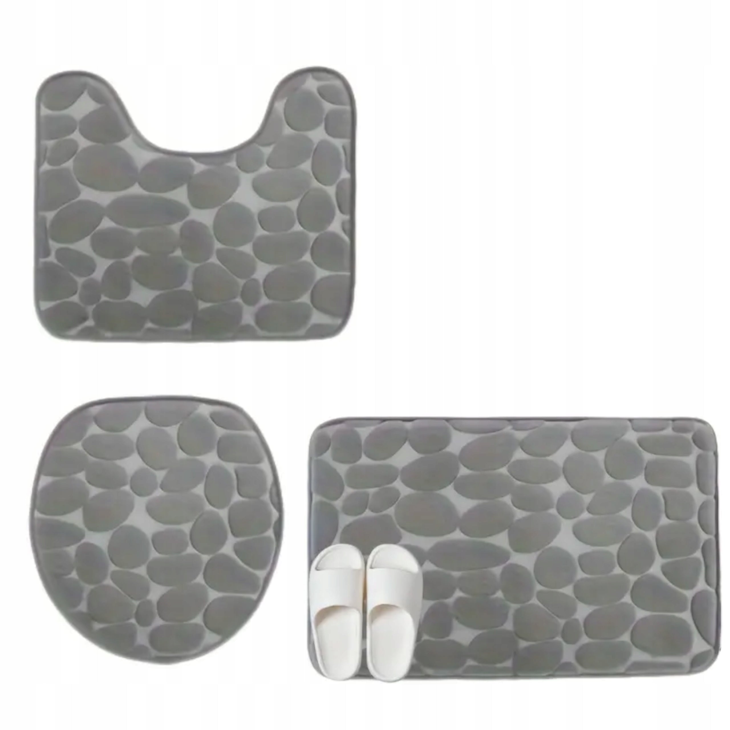 BATHROOM RUGS SOFT SET OF 3 FOR BATHROOM NON-SLIP Color gray